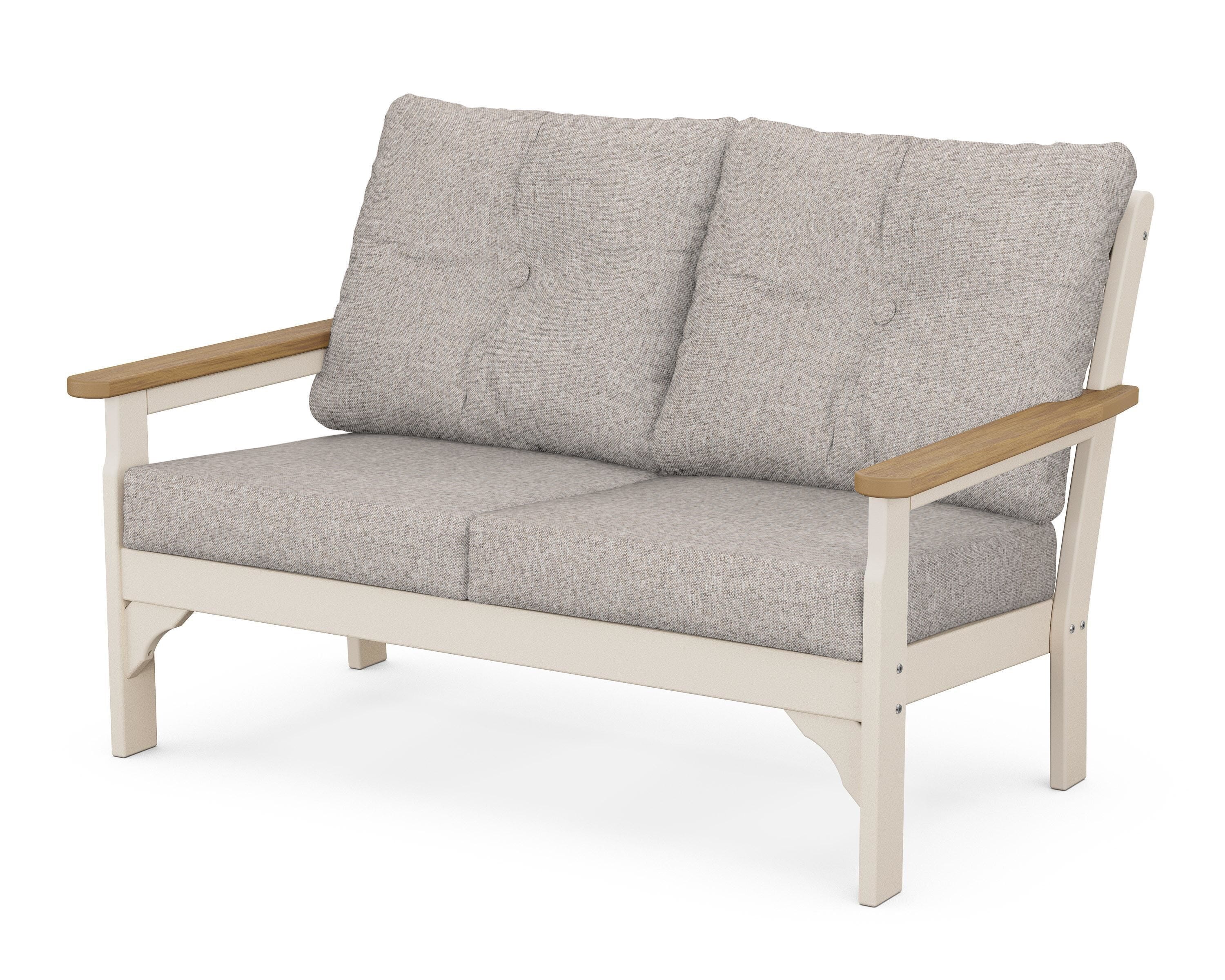 POLYWOOD® Vineyard Deep Seating Loveseat in Sand / Natural / Weathered Tweed
