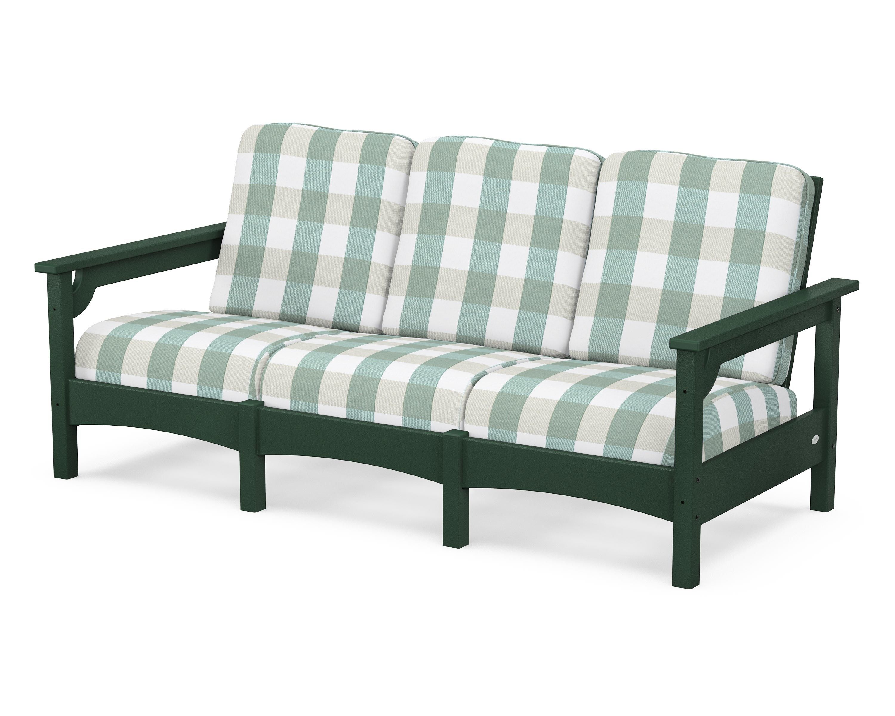 POLYWOOD® Club Sofa in Green / Buffalo Plaid Glacier Spa