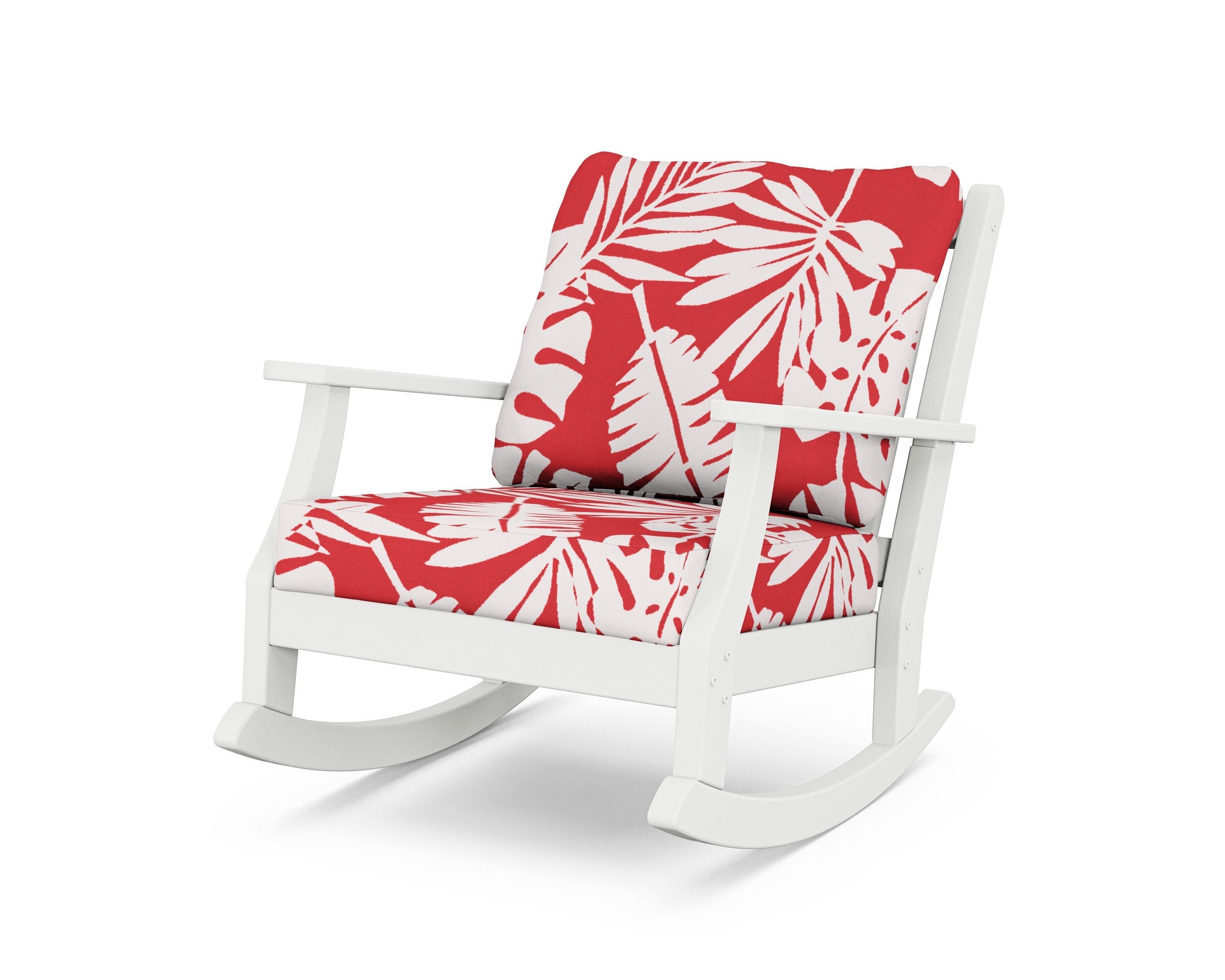 Country Living Wovendale Deep Seating Rocking Chair in White / Leaf Crimson