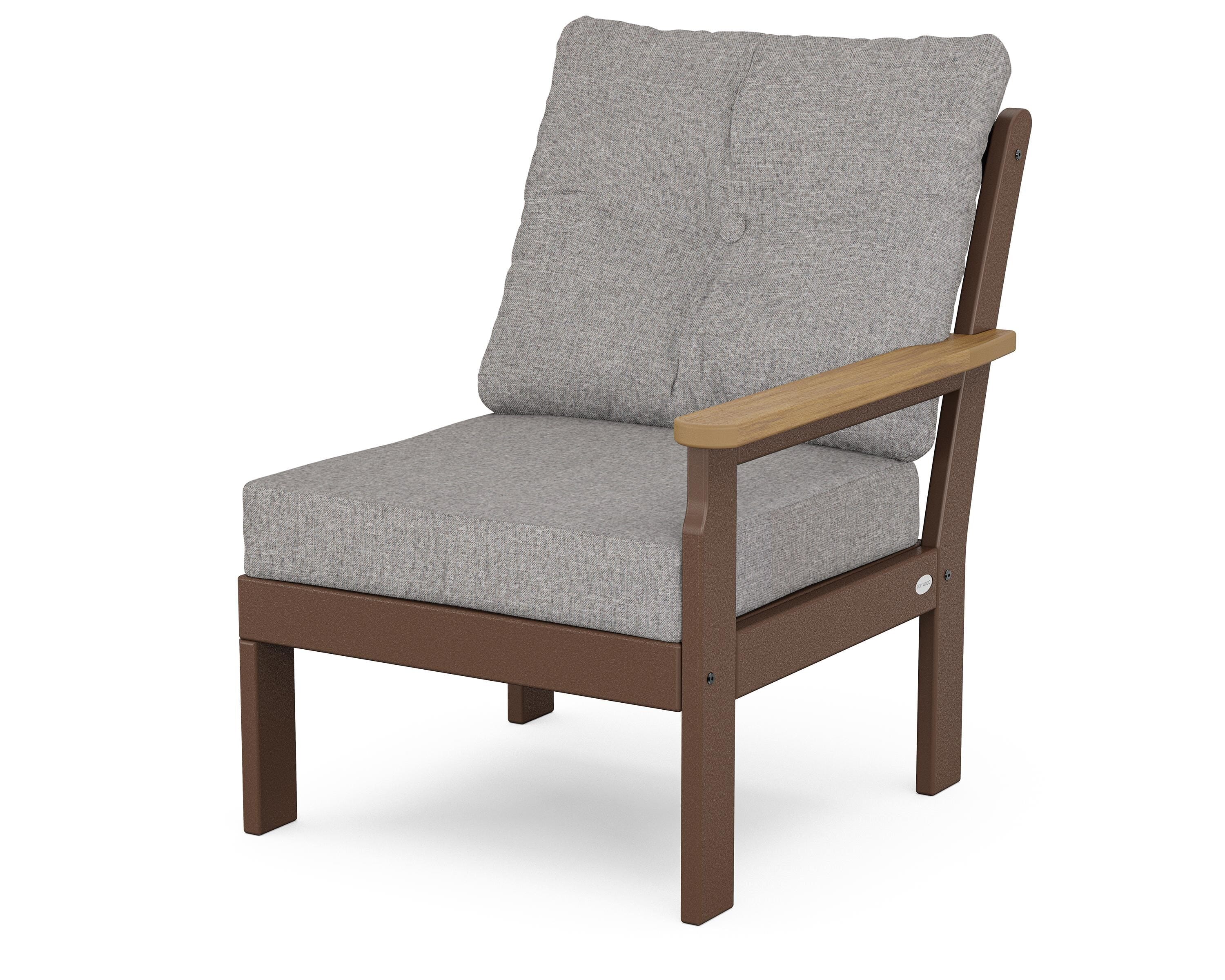 POLYWOOD® Vineyard Modular Right Arm Chair in Mahogany / Natural / Grey Mist