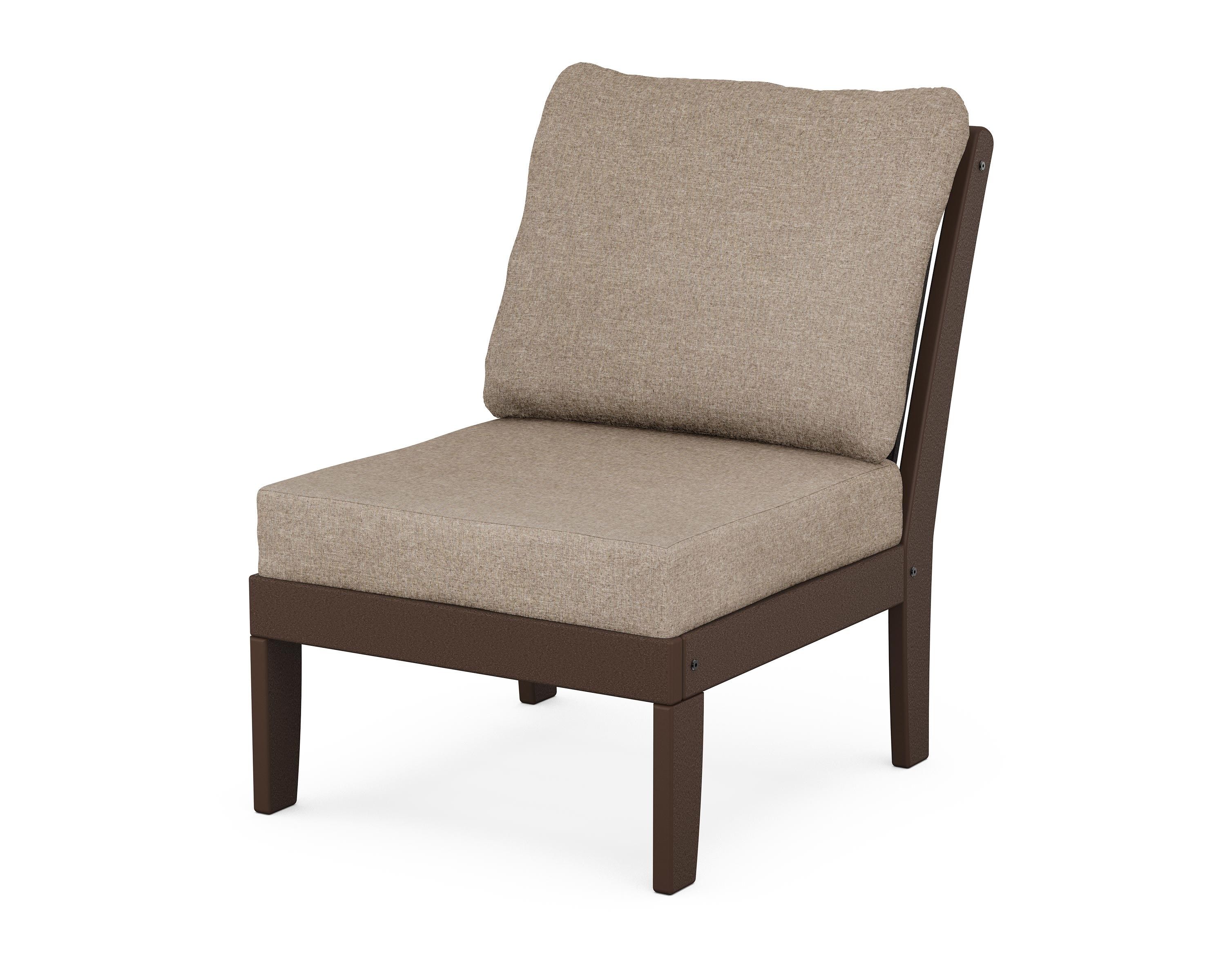 POLYWOOD® Braxton Modular Armless Chair in Mahogany / Spiced Burlap