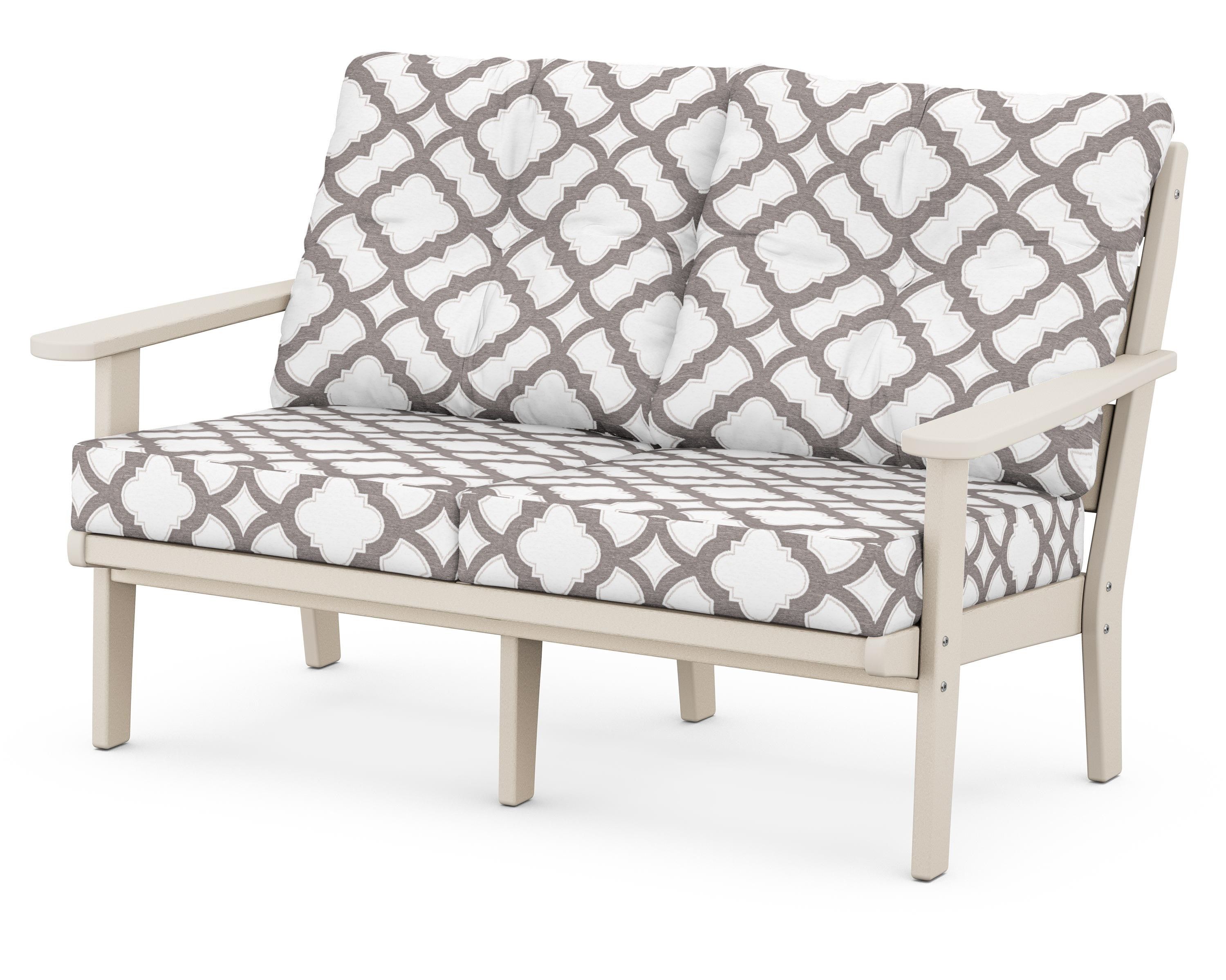 POLYWOOD® Lakeside Deep Seating Loveseat in Sand / Trellis Grey Mist