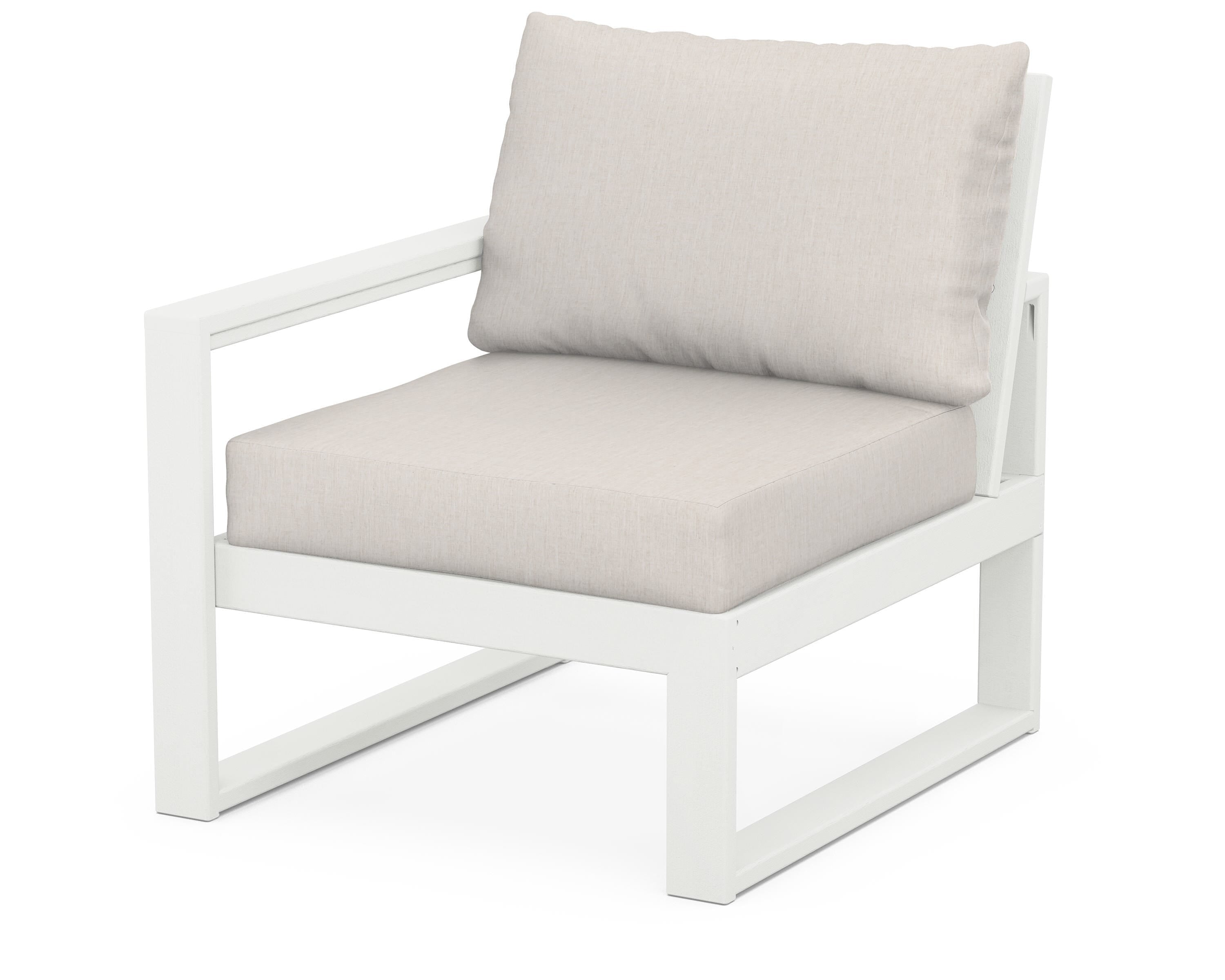 POLYWOOD® EDGE Modular Left Arm Chair in Vintage White / Cast Ash