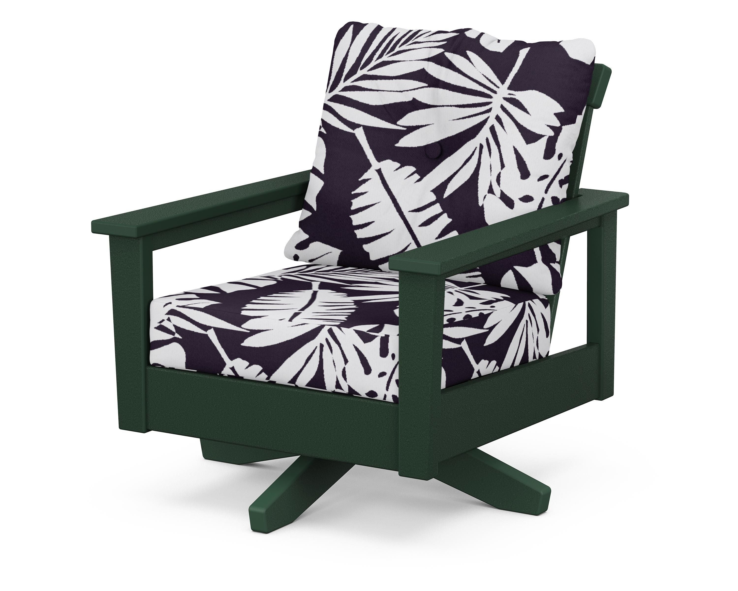 POLYWOOD® Prescott Deep Seating Swivel Chair in Green / Leaf Navy
