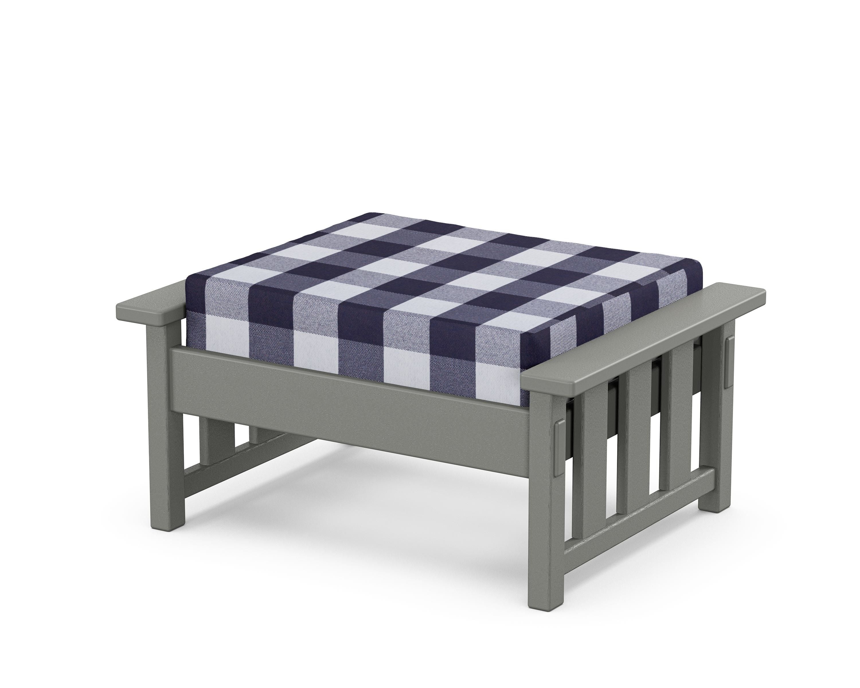 Martha Stewart by POLYWOOD® Acadia Deep Seating Ottoman in Slate Grey / Buffalo Plaid Navy