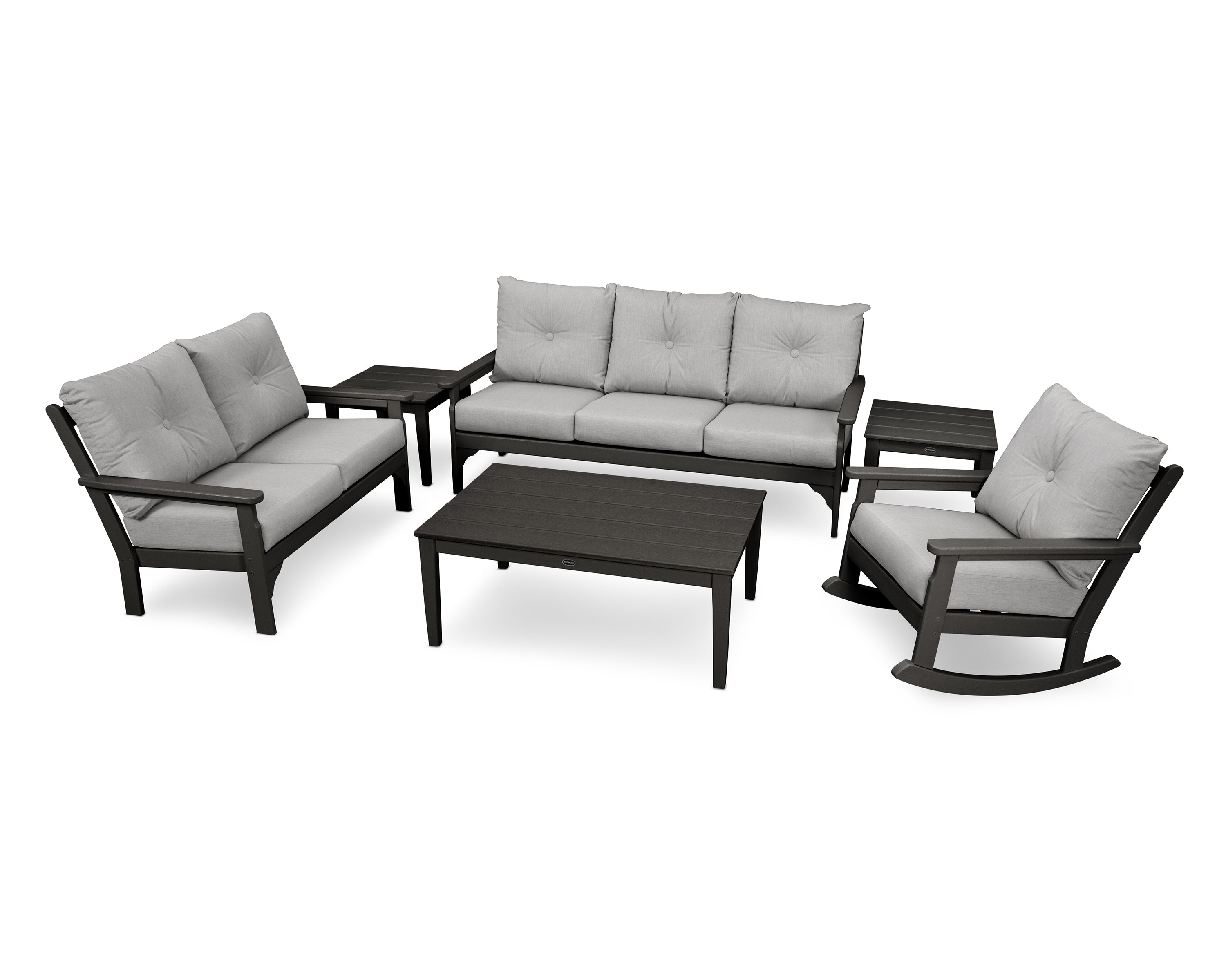 POLYWOOD® Vineyard 6-Piece Deep Seating Set in Black / Granite