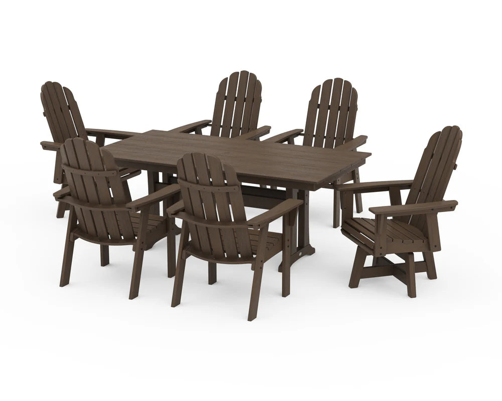 Vineyard Curveback Adirondack Swivel Chair 7-Piece Farmhouse Dining Set