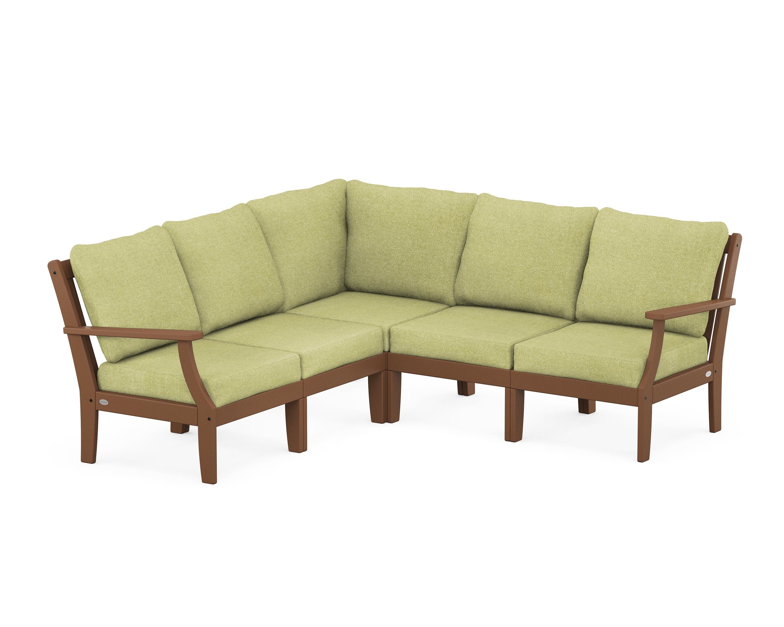 POLYWOOD® Braxton Modular 5-Piece Deep Seating Set in Teak / Chartreuse Boucle
