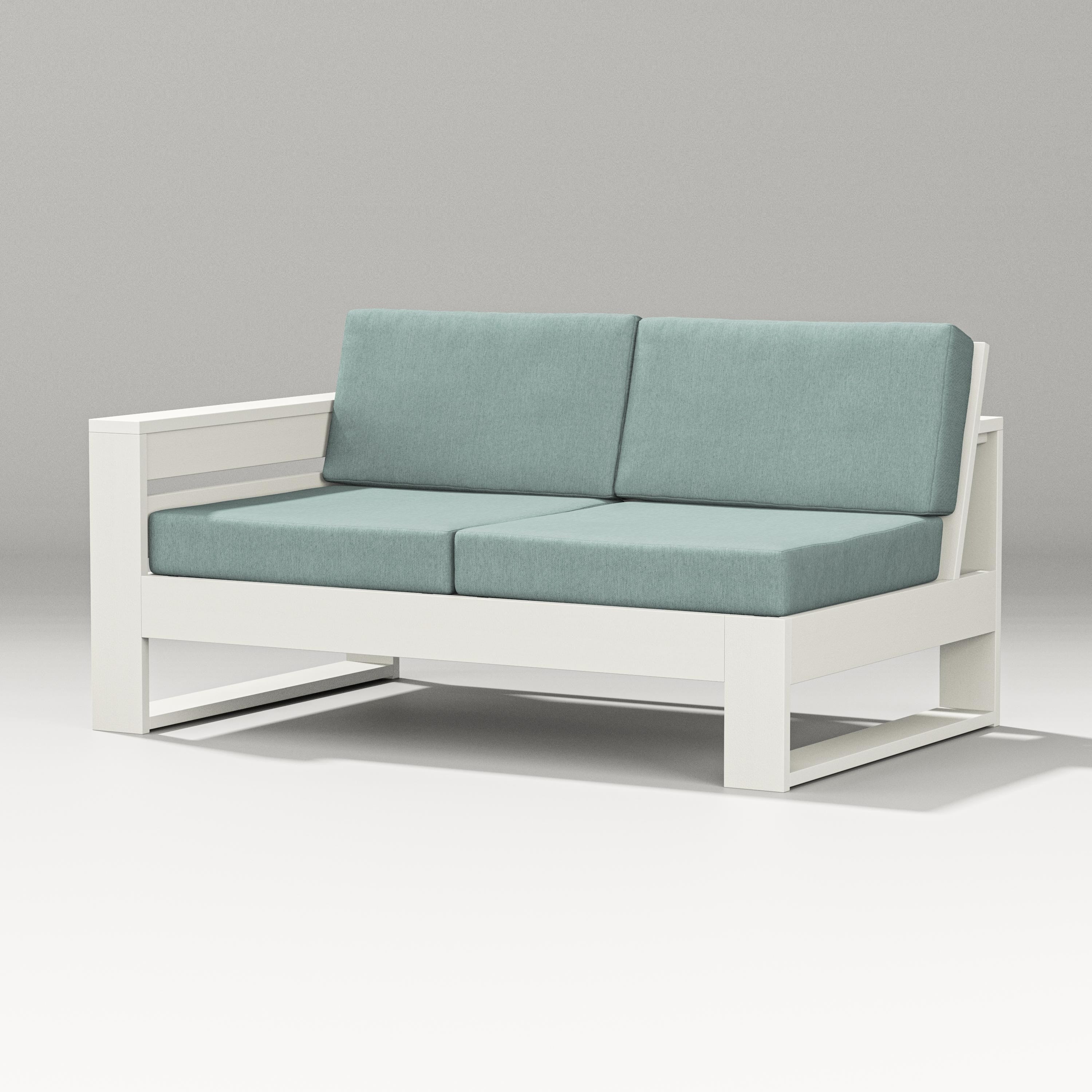 PW Designer Series Latitude Modular Left Arm Loveseat in Vintage White / Glacier Spa