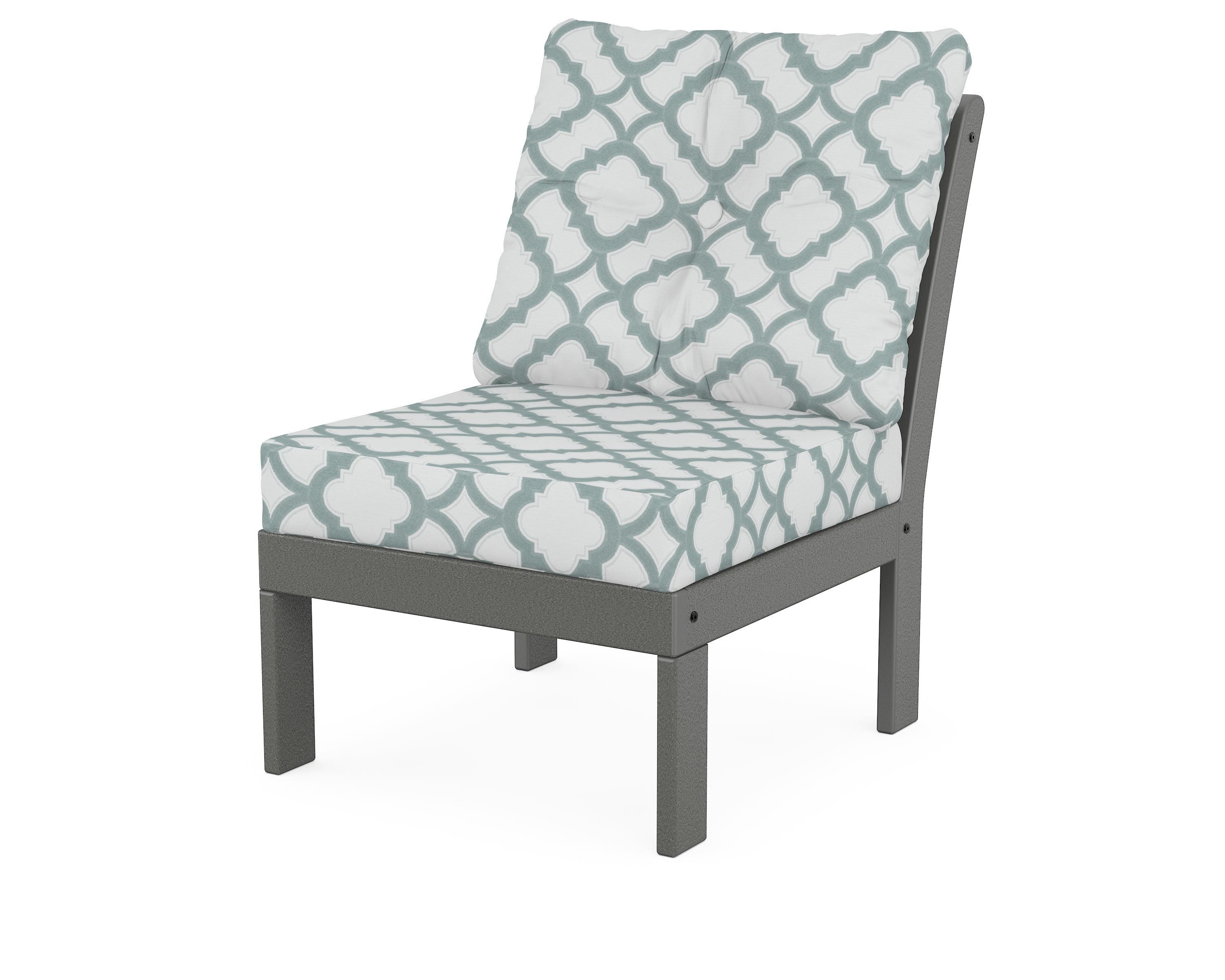 POLYWOOD® Vineyard Modular Armless Chair in Slate Grey / Trellis Glacier Spa