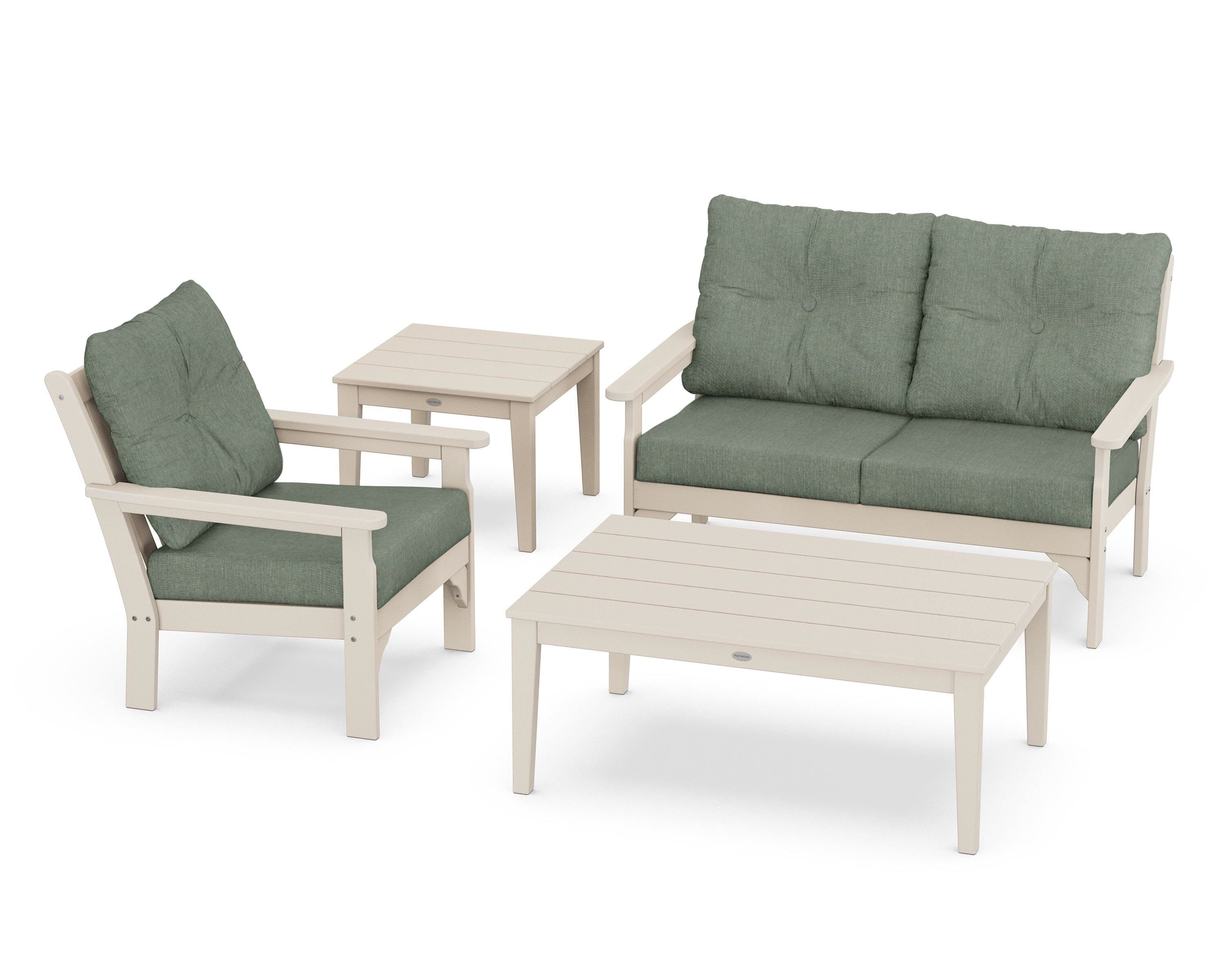 POLYWOOD® Vineyard 4-Piece Deep Seating Set in Sand / Cast Sage