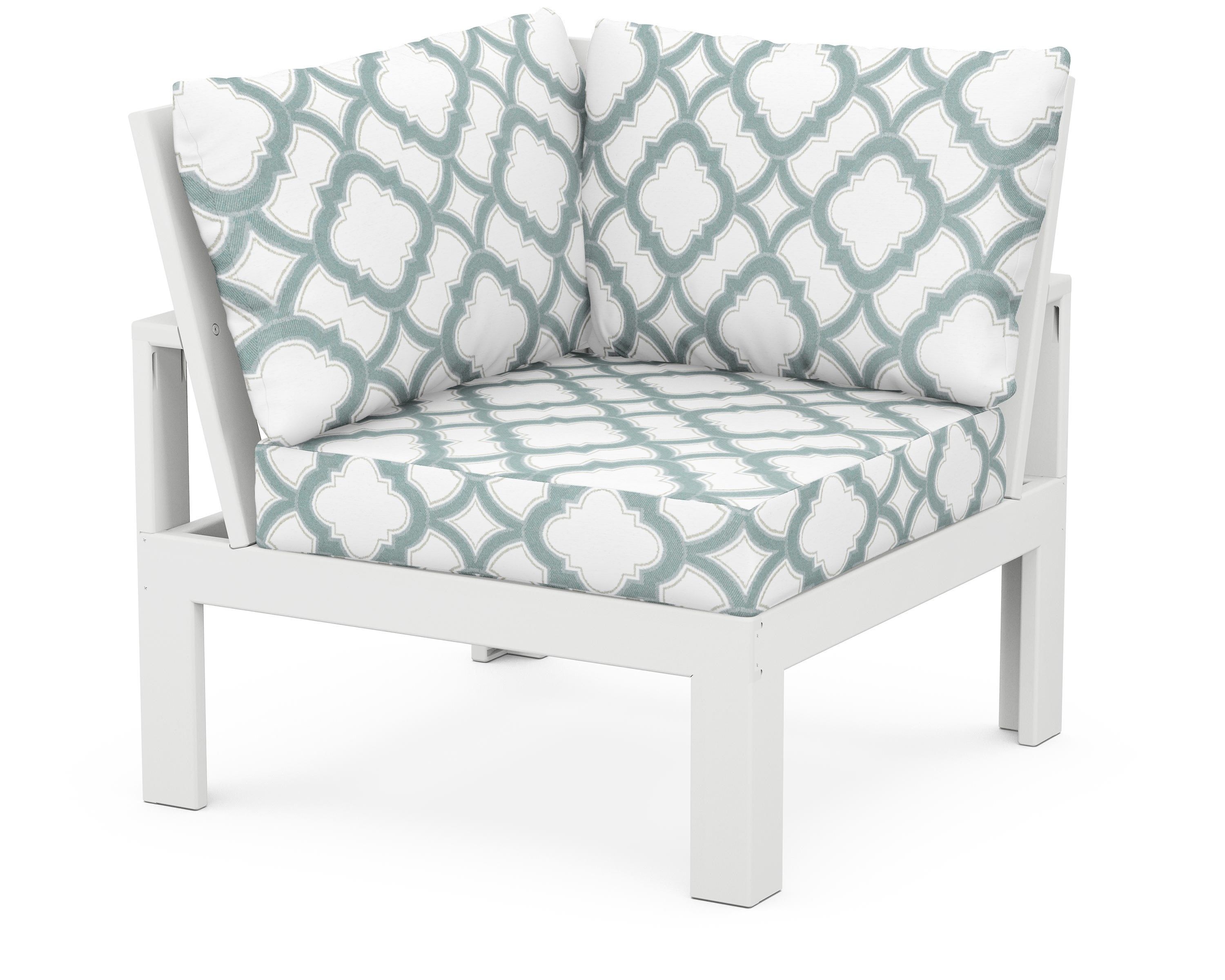 Unbranded Modular Corner Chair in White / Trellis Glacier Spa
