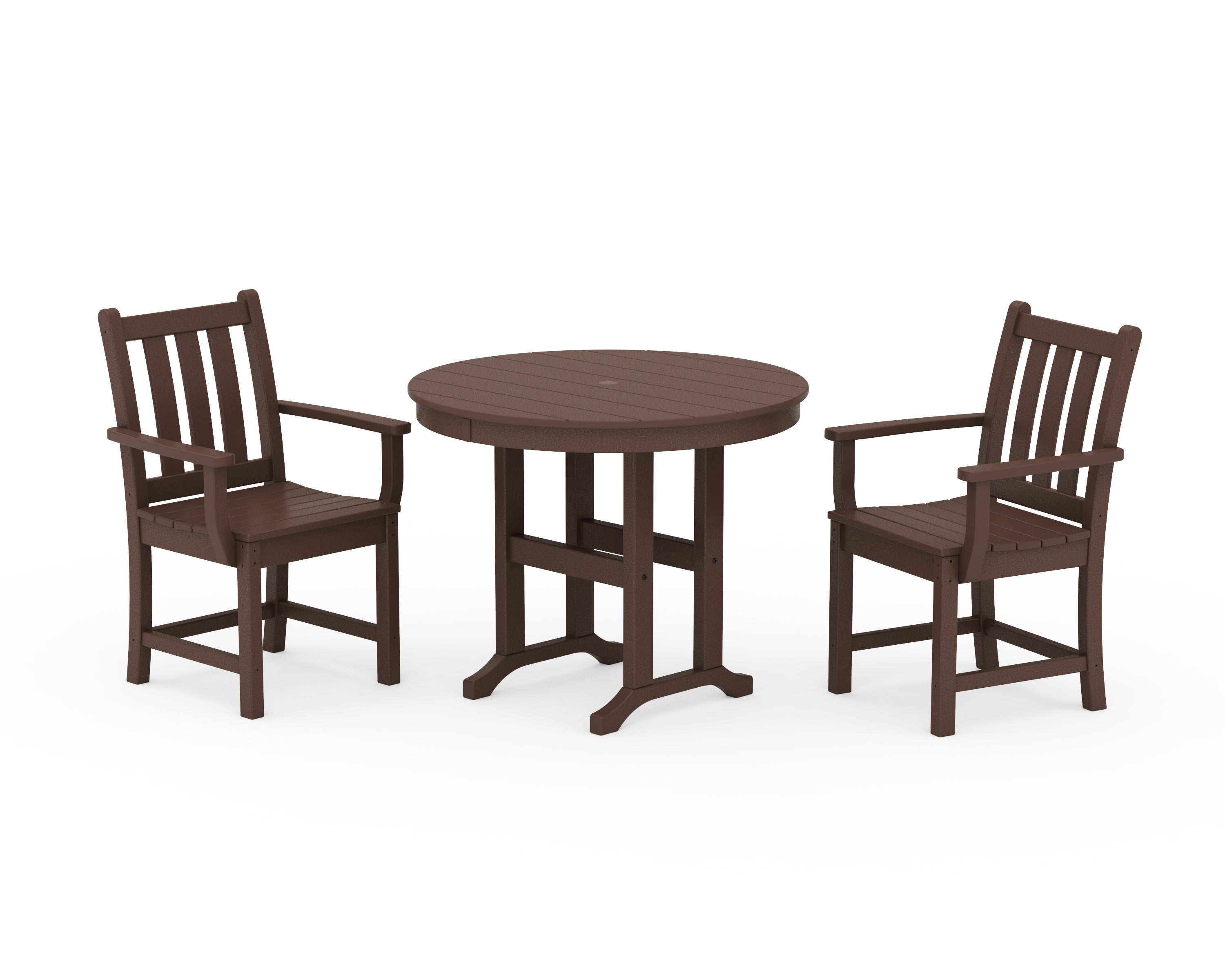 POLYWOOD® Traditional Garden 3-Piece Round Dining Set in Mahogany