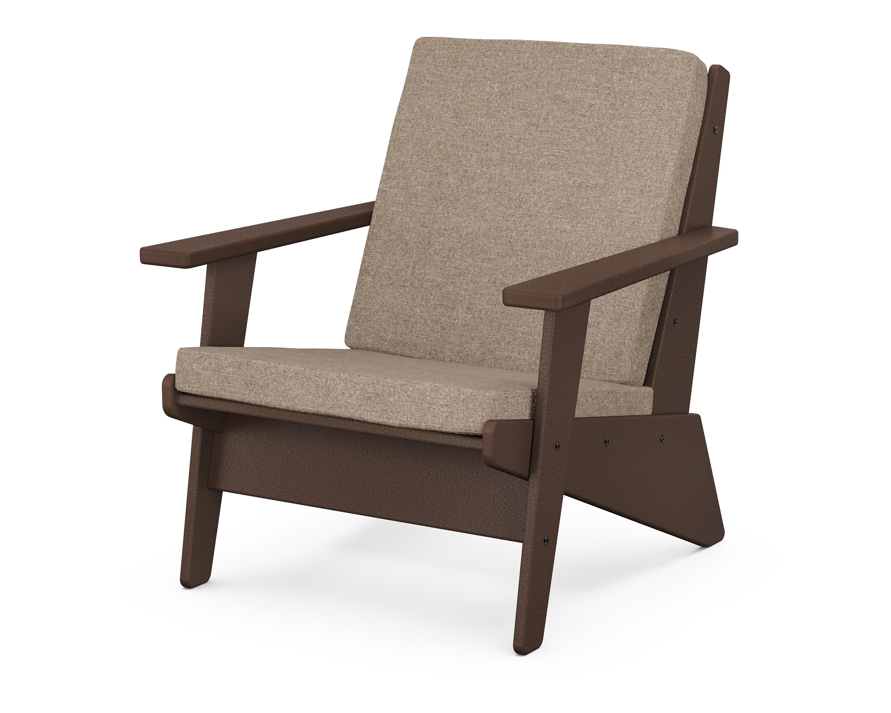 POLYWOOD® Riviera Modern Lounge Chair in Mahogany / Spiced Burlap