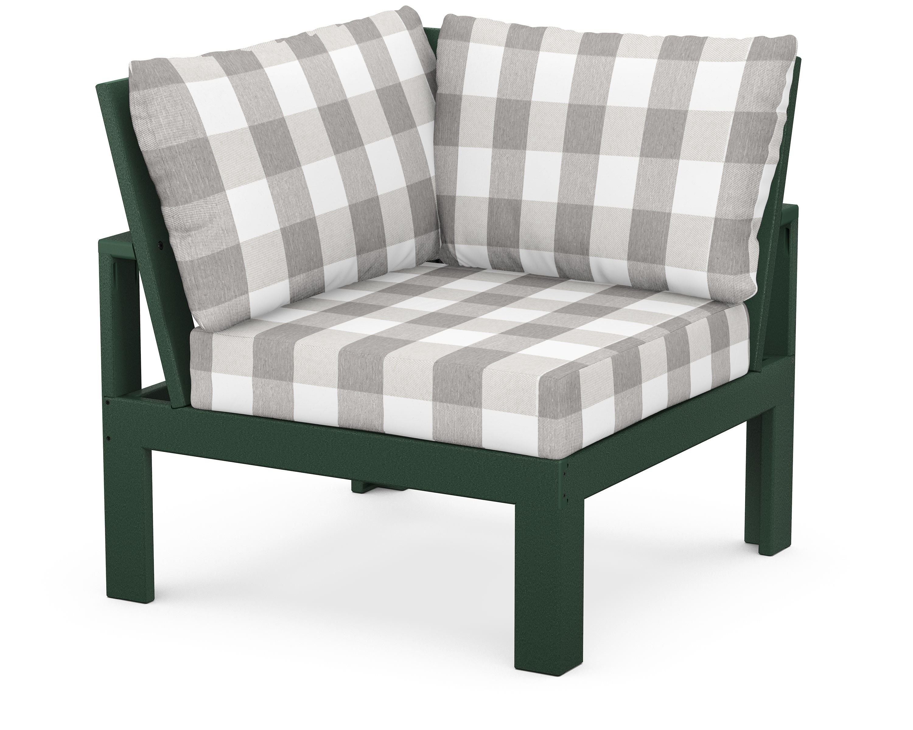 Unbranded Modular Corner Chair in Green / Buffalo Plaid Grey Mist