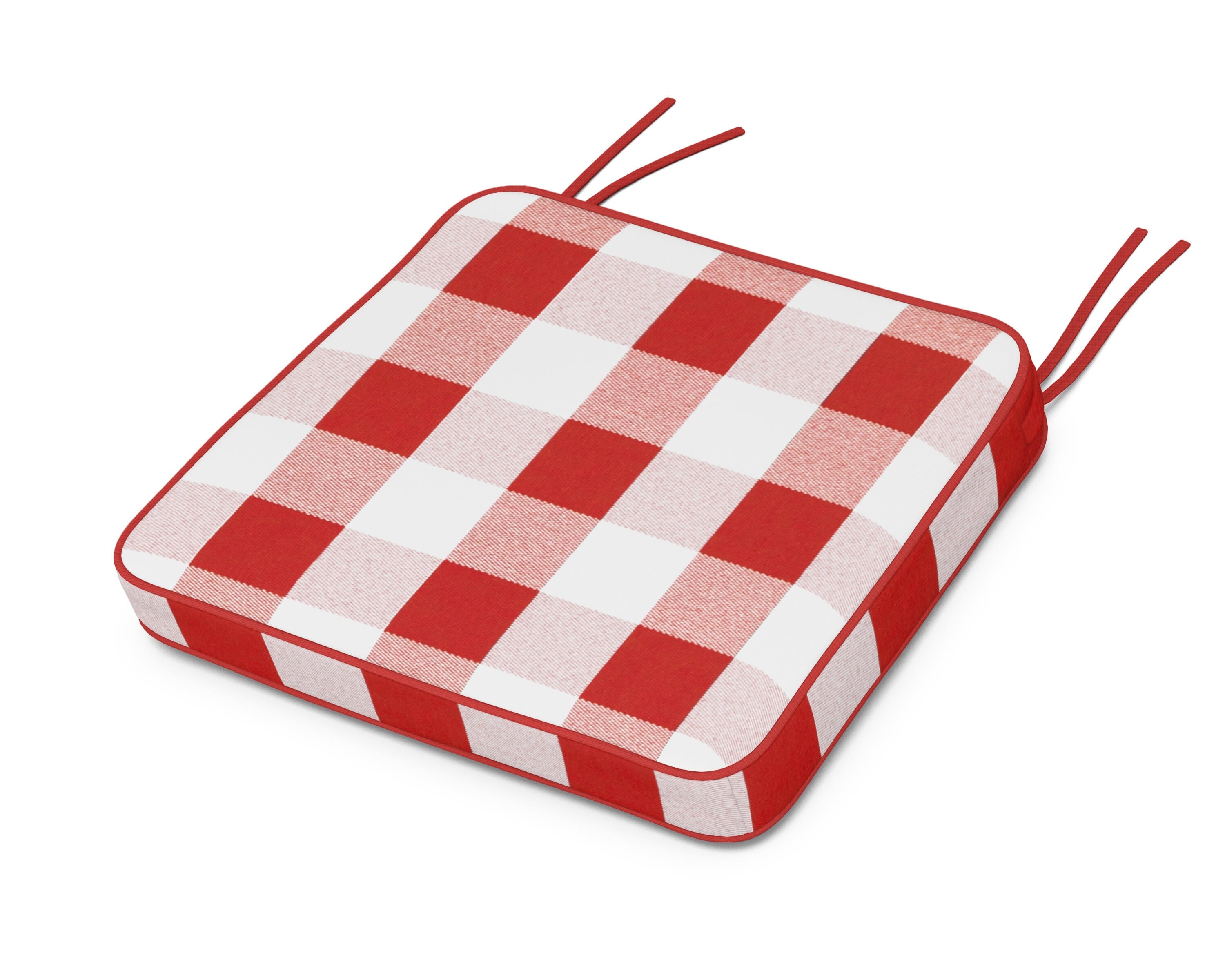 Martha Stewart by POLYWOOD® Chinoiserie Arm Chair Seat Cushion in Buffalo Plaid Crimson