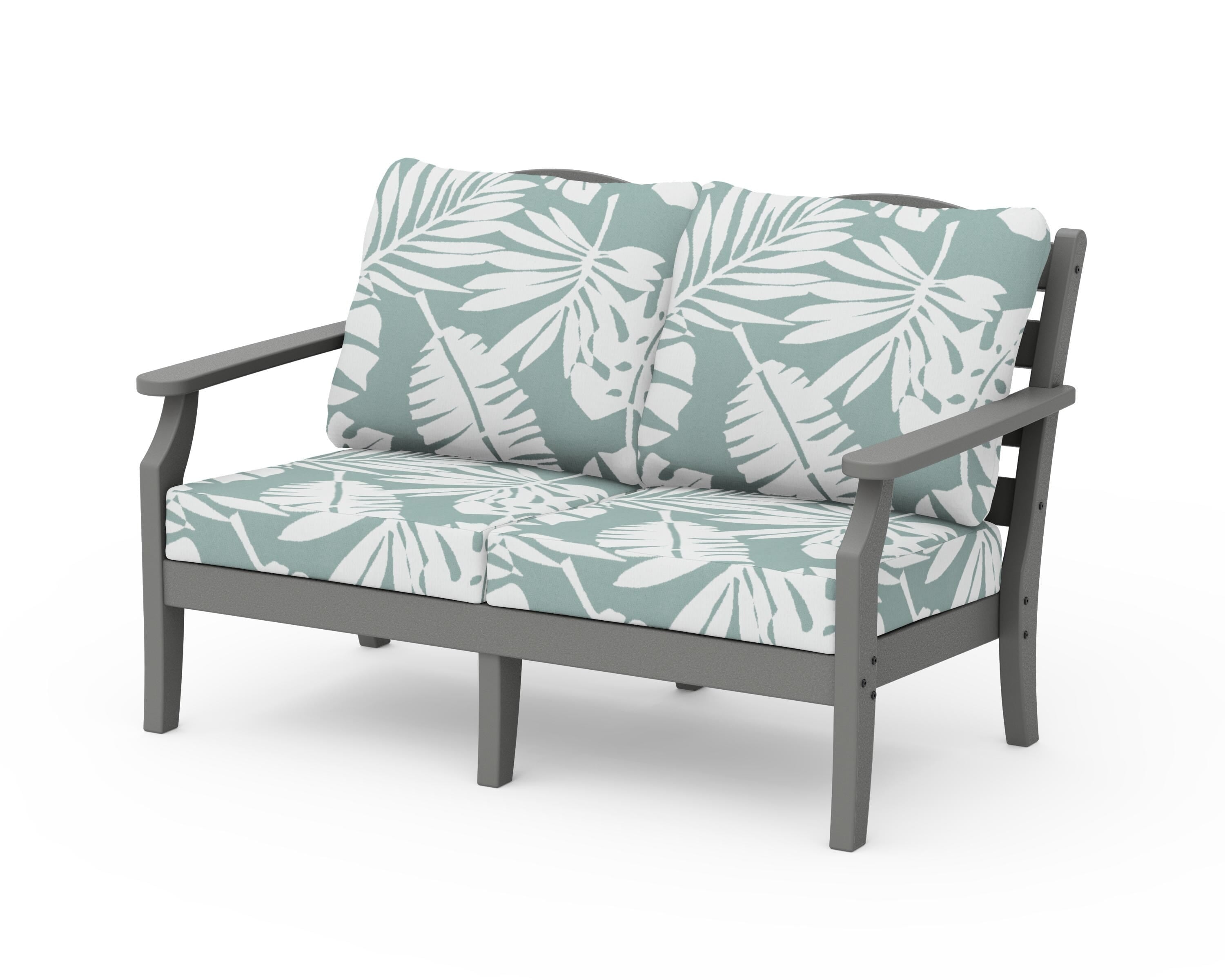 Draper James™ by POLYWOOD® Savannah Deep Seating Loveseat in Slate Grey / Leaf Glacier Spa