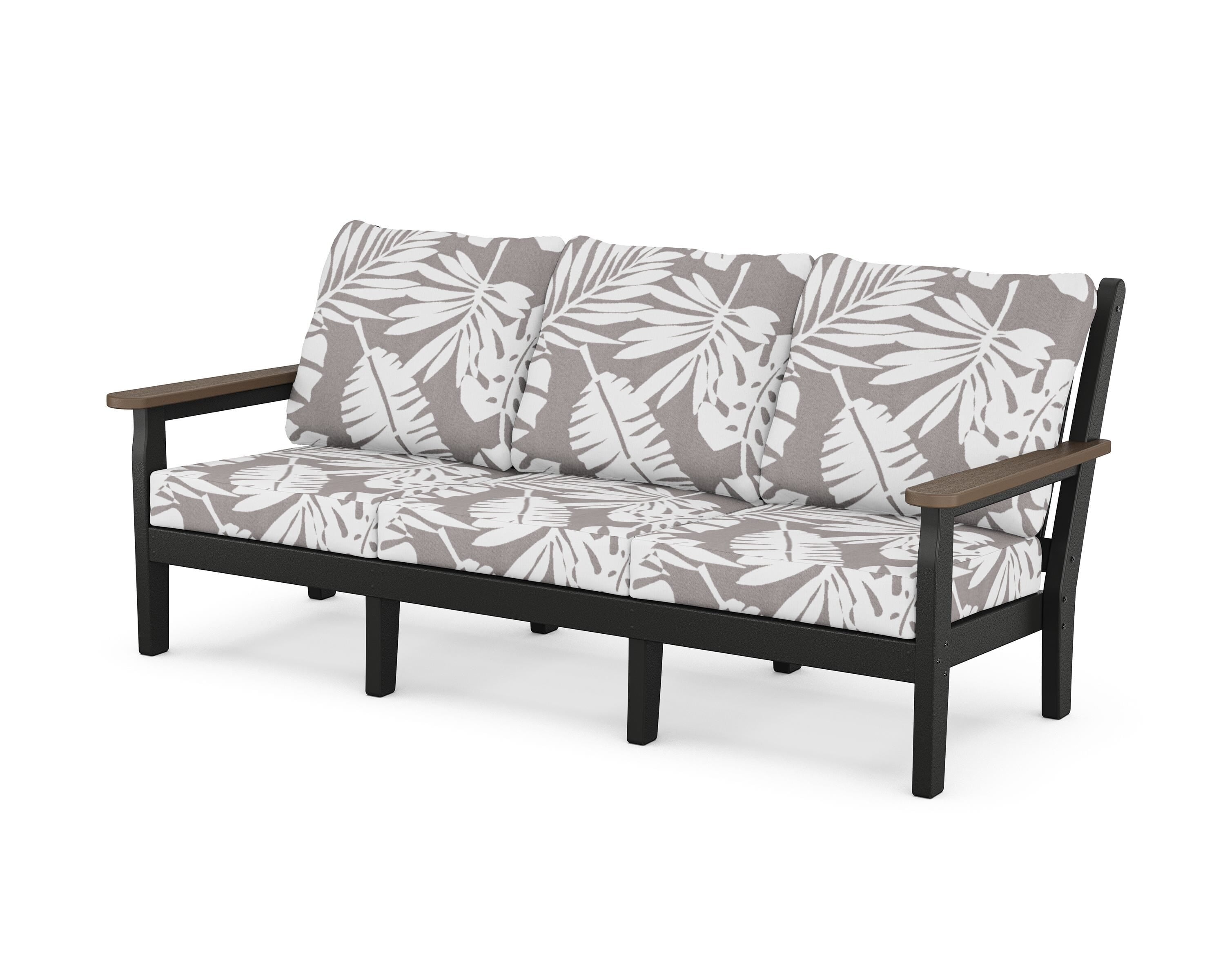 POLYWOOD® Chippendale Deep Seating Sofa in Black / Kona / Leaf Grey Mist