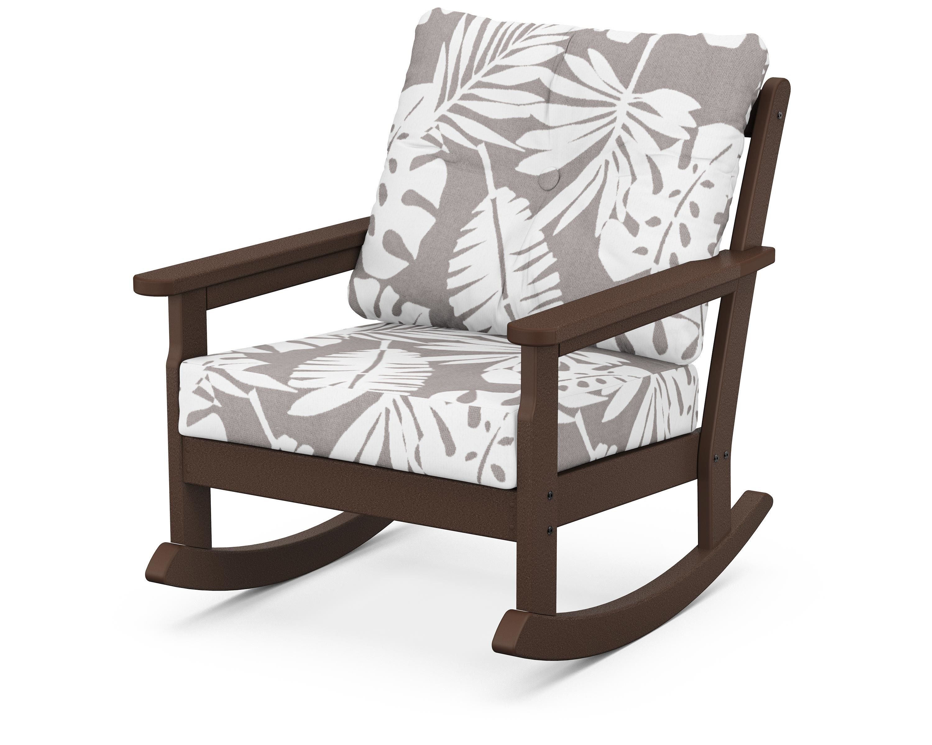 POLYWOOD® Vineyard Deep Seating Rocking Chair in Mahogany / Leaf Grey Mist