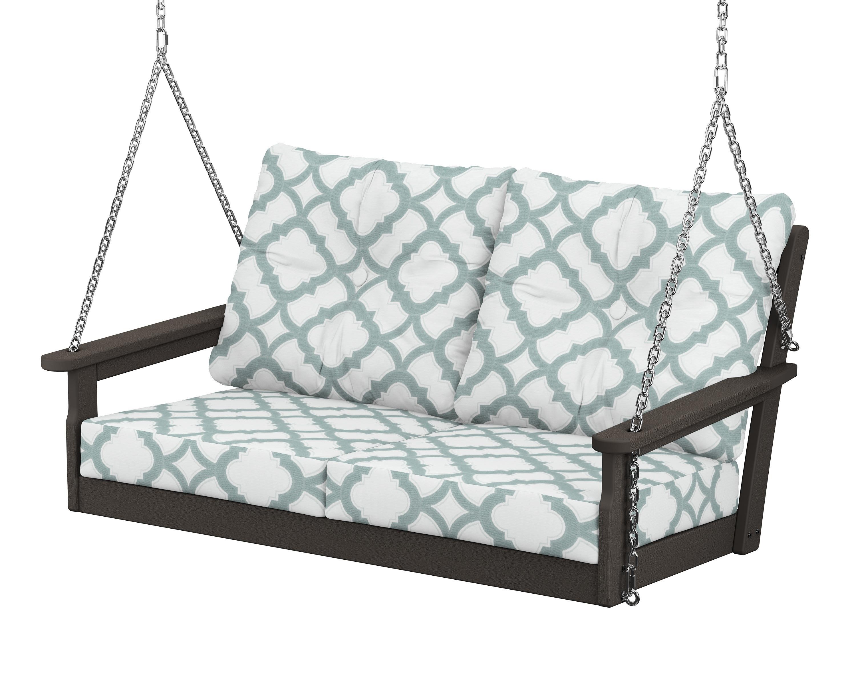 POLYWOOD® Vineyard Deep Seating Swing in Vintage Coffee / Trellis Glacier Spa