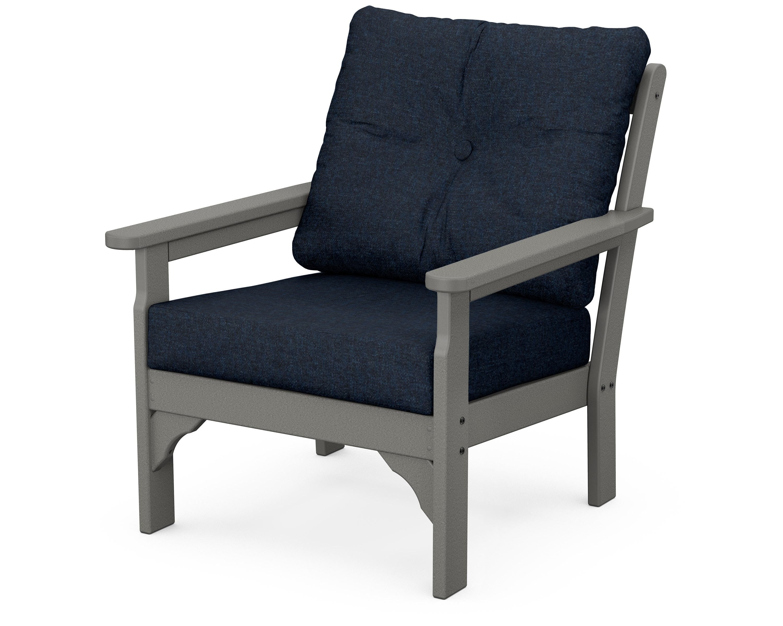 POLYWOOD® Vineyard Deep Seating Chair in Slate Grey / Marine Indigo