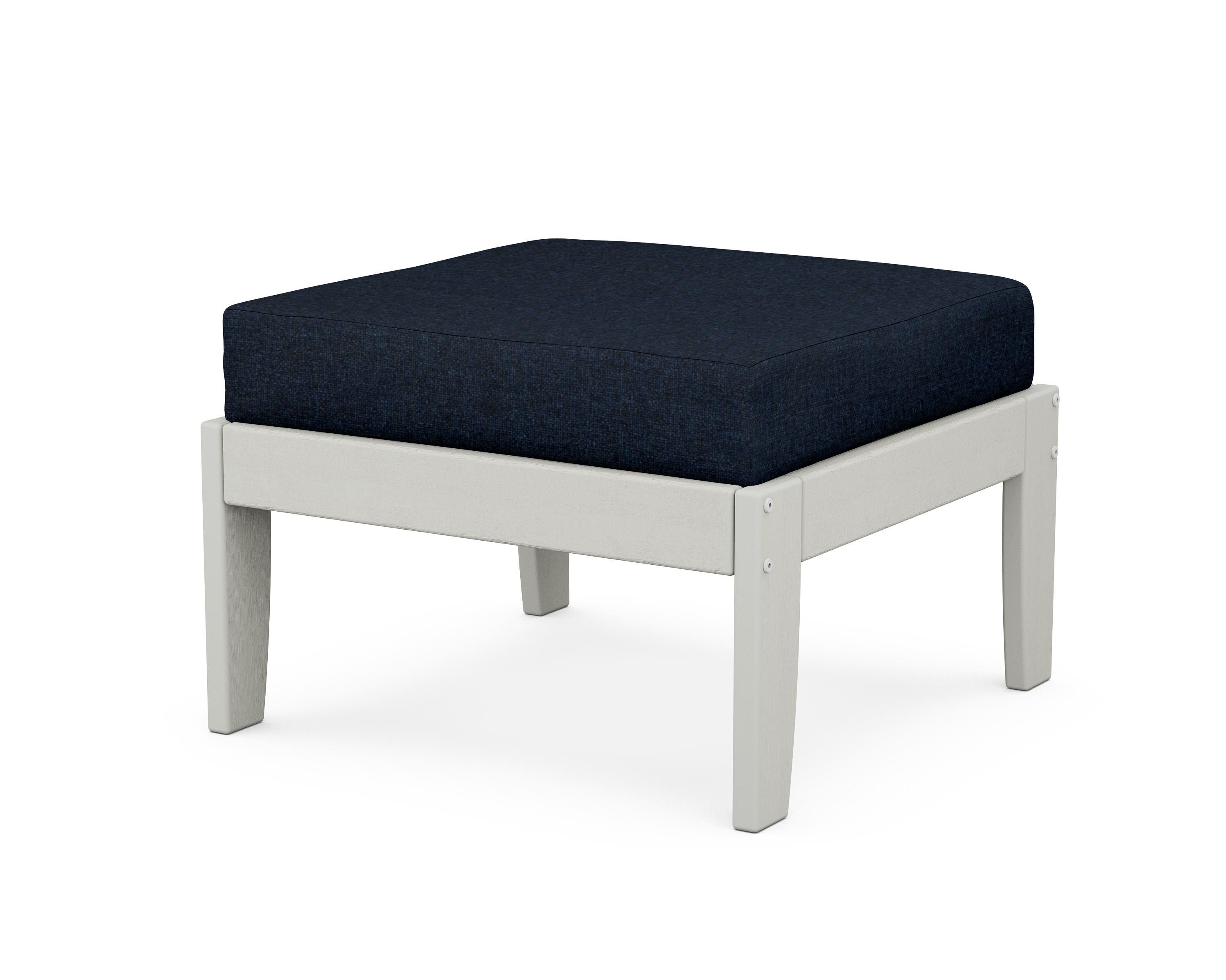 Unbranded Modular Ottoman - Classic in Vintage White / Marine Indigo