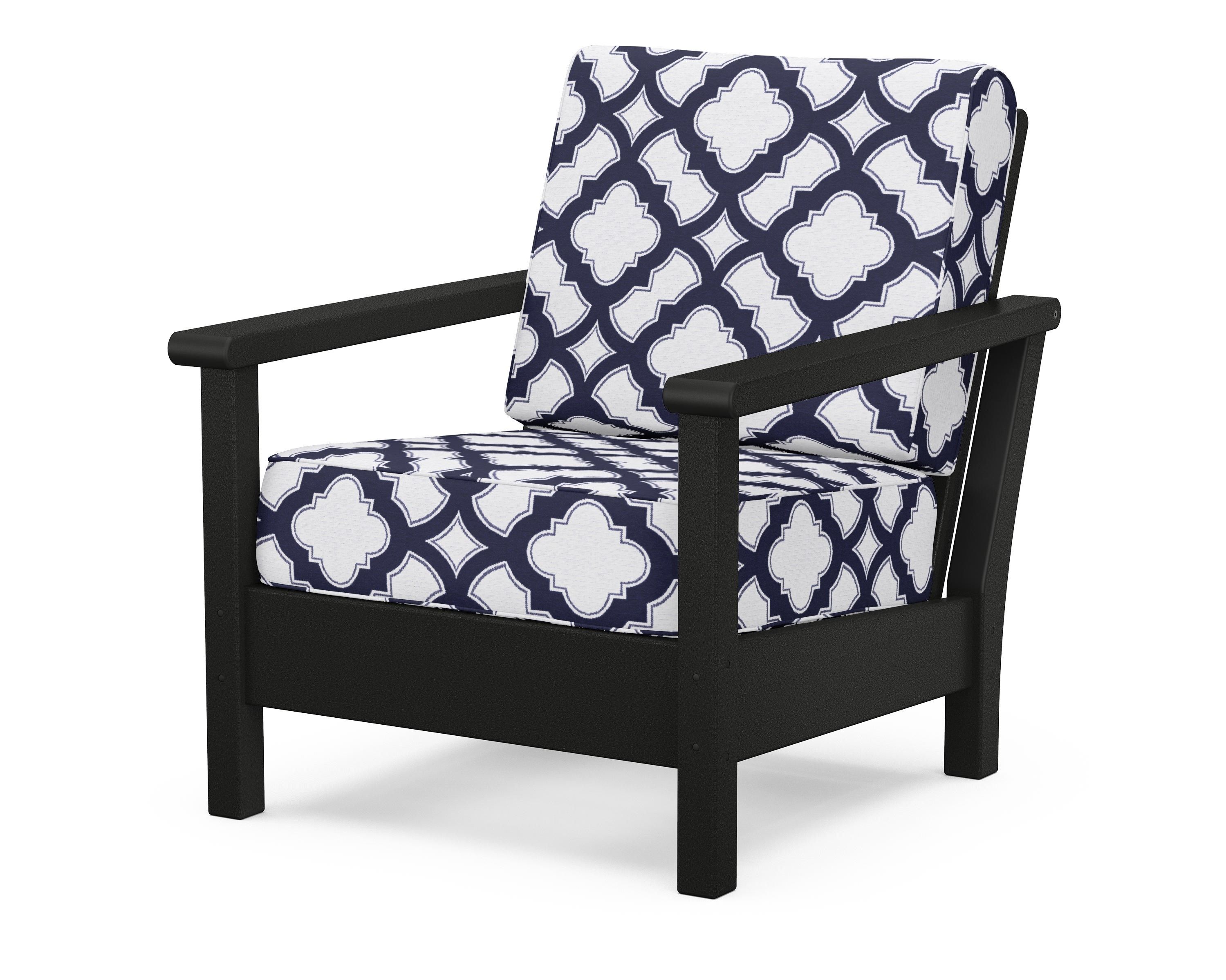 POLYWOOD® Harbour Deep Seating Chair in Black / Trellis Navy