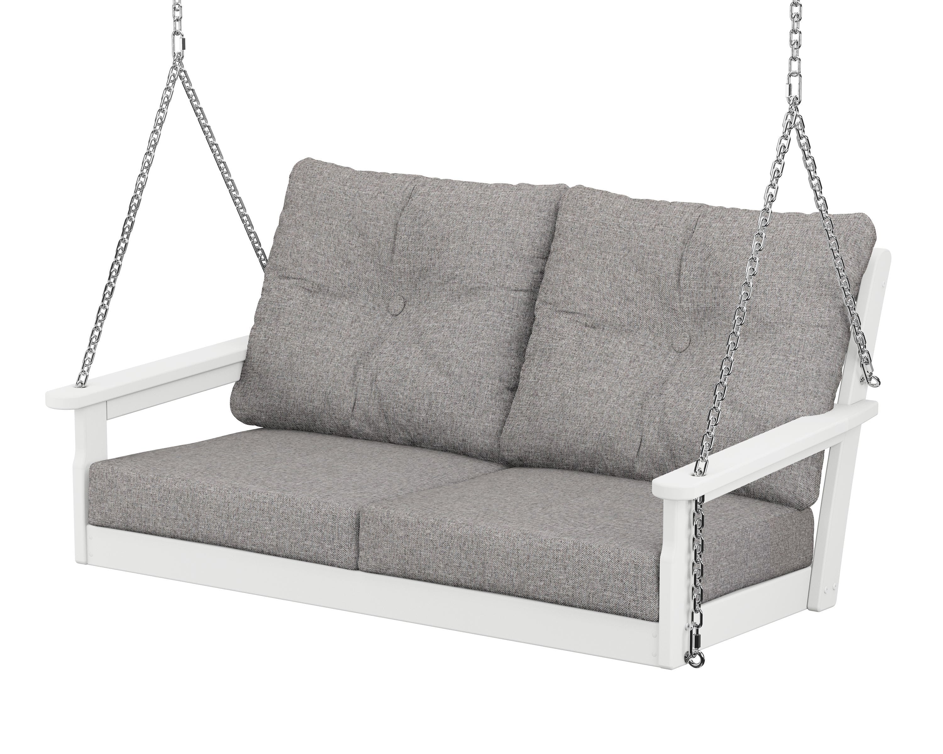 POLYWOOD® Vineyard Deep Seating Swing in White / Grey Mist