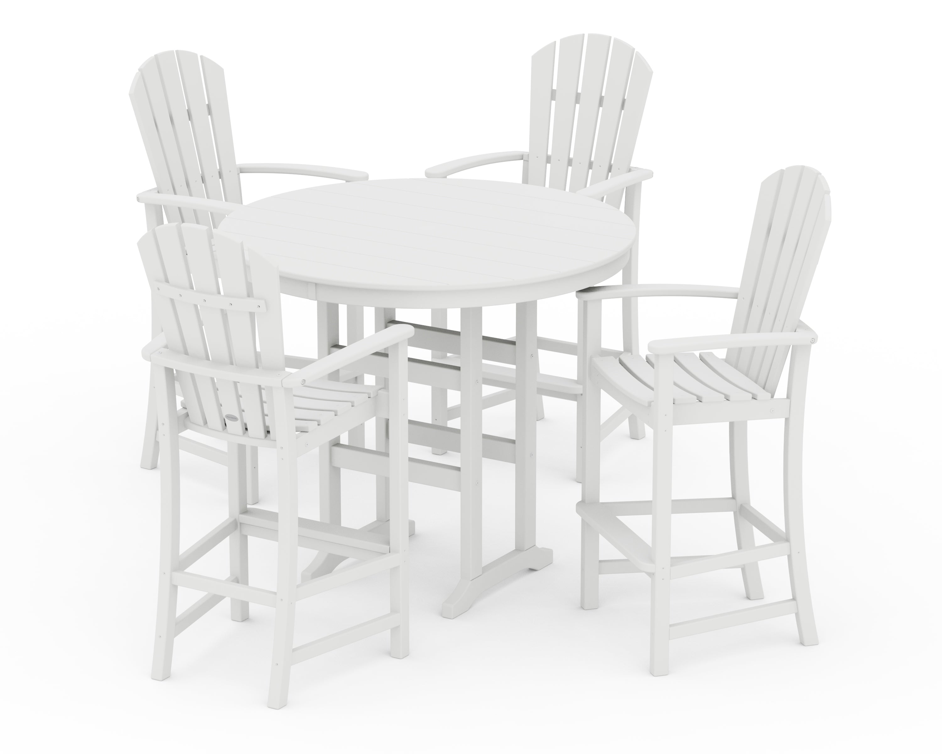 POLYWOOD® Palm Coast 5-Piece Round Farmhouse Bar Set in White