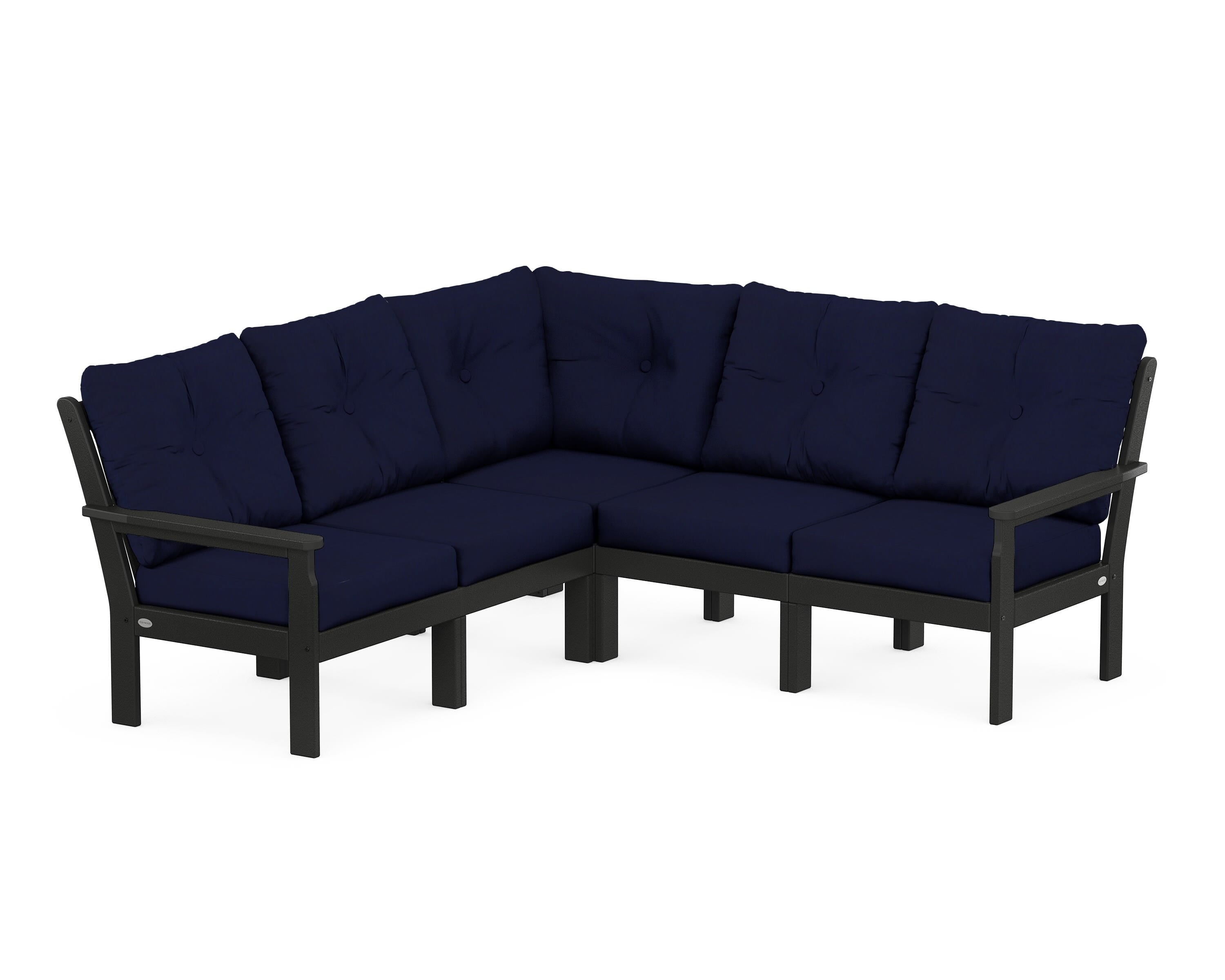 POLYWOOD® Vineyard 5-Piece Sectional in Black / Navy