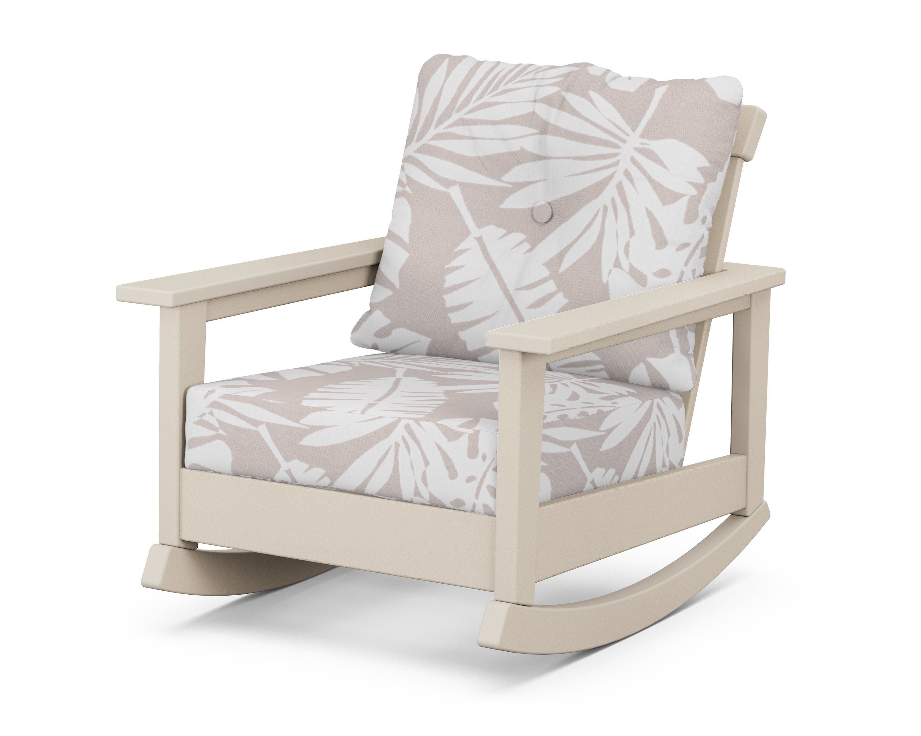 POLYWOOD® Prescott Deep Seating Rocking Chair in Sand / Leaf Dune Burlap