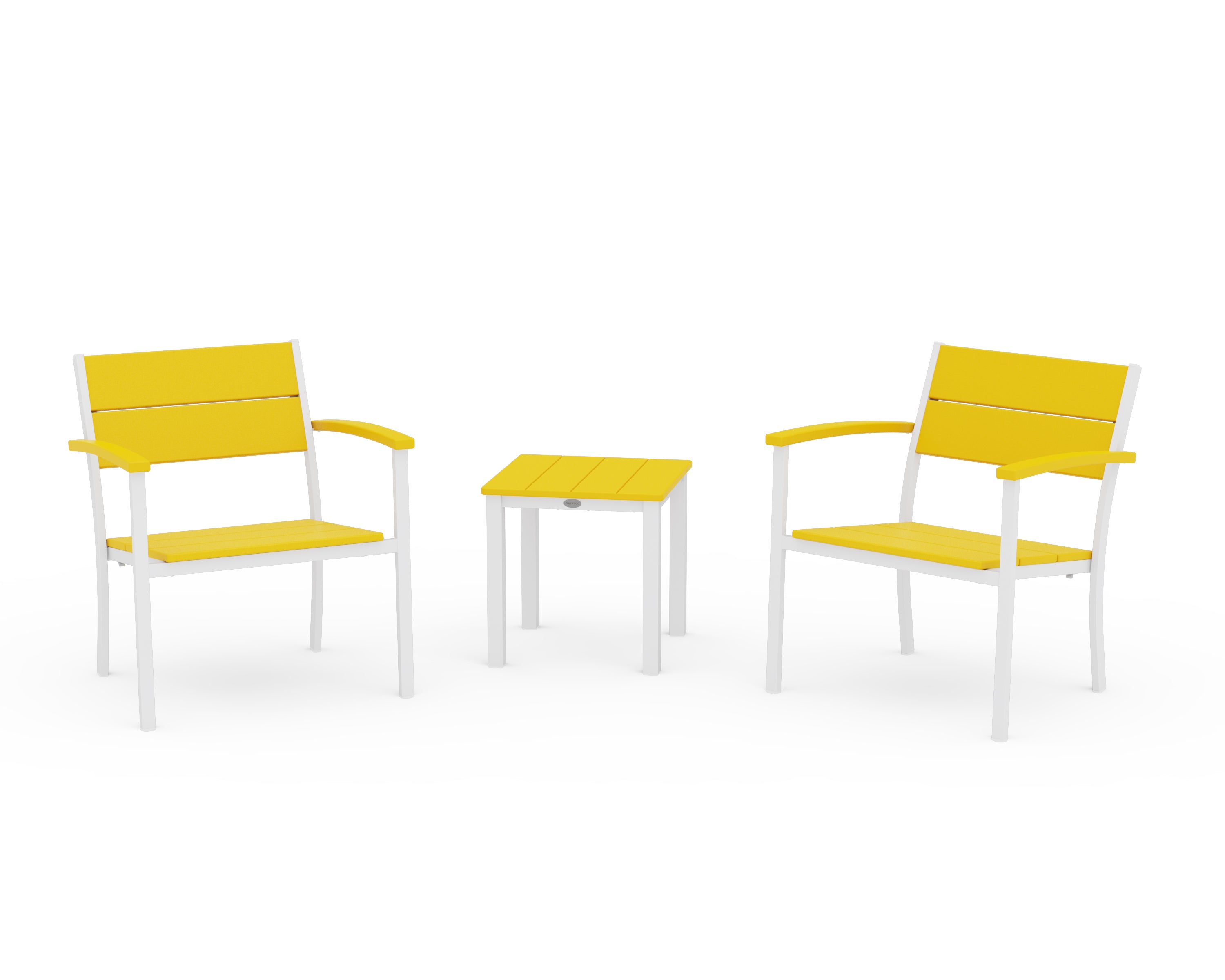 POLYWOOD® Main Street 3-Piece Lounge Chair Set in White / Lemon
