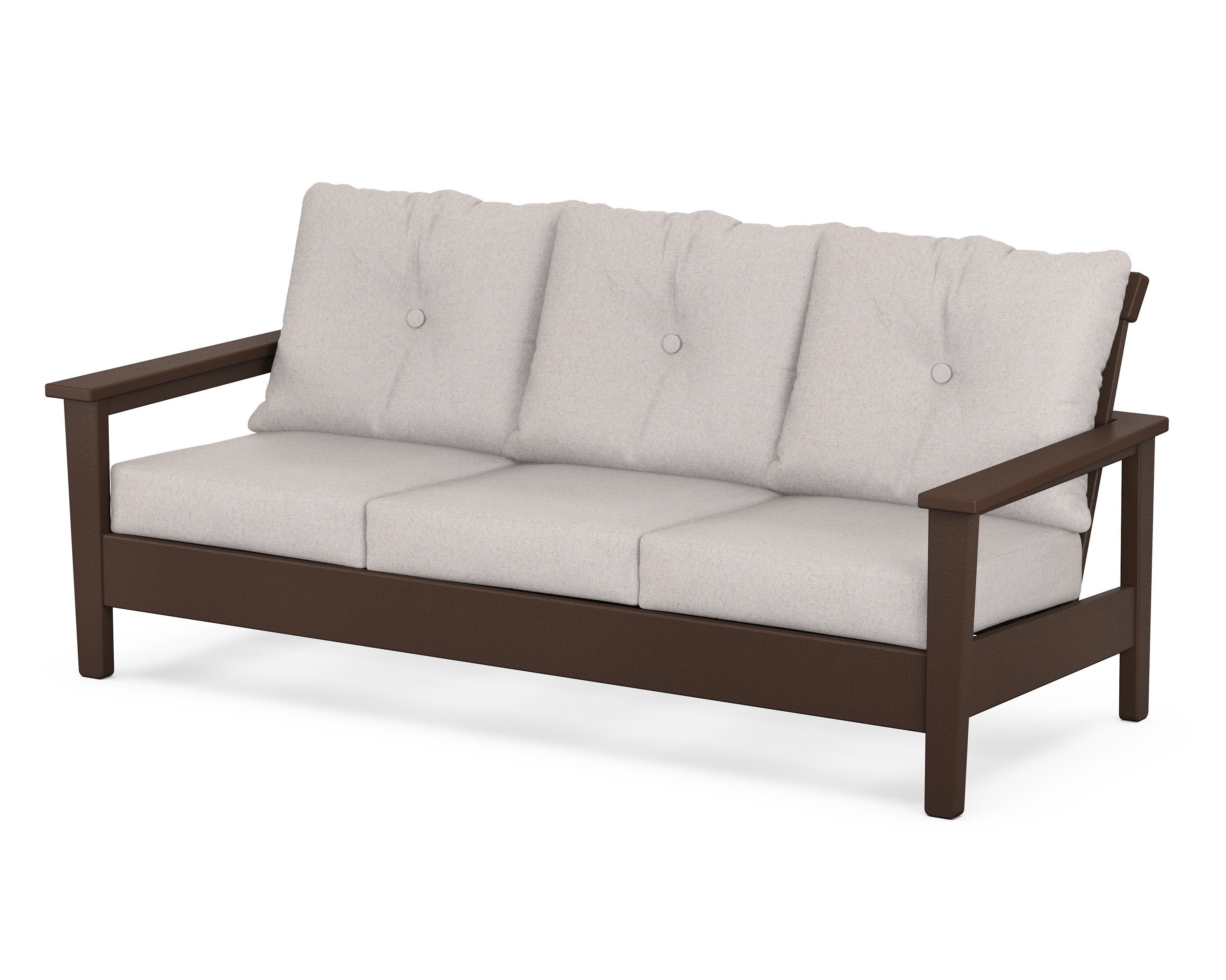 POLYWOOD® Prescott Deep Seating Sofa in Mahogany / Dune Burlap