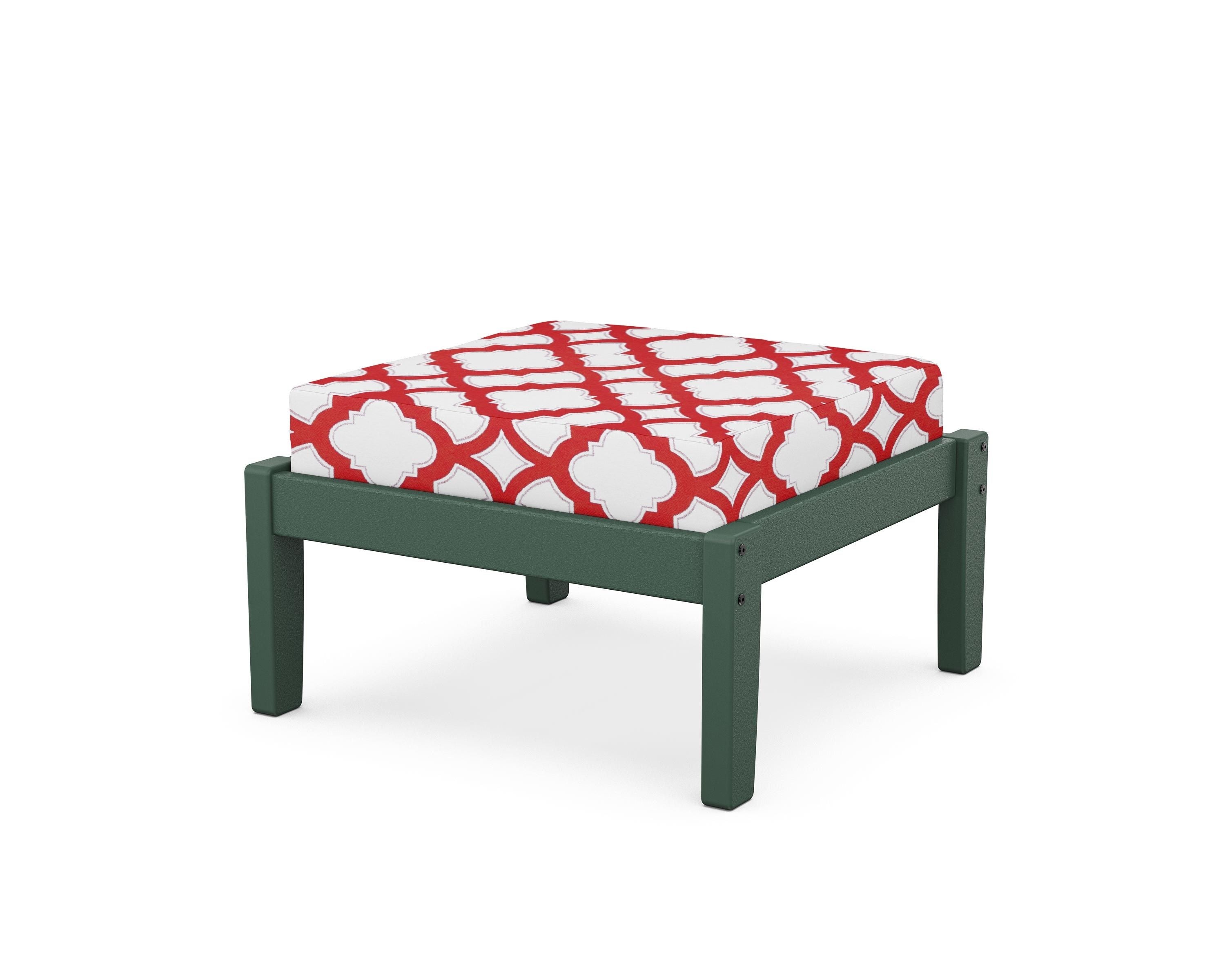 Unbranded Deep Seating Ottoman in Green / Trellis Crimson