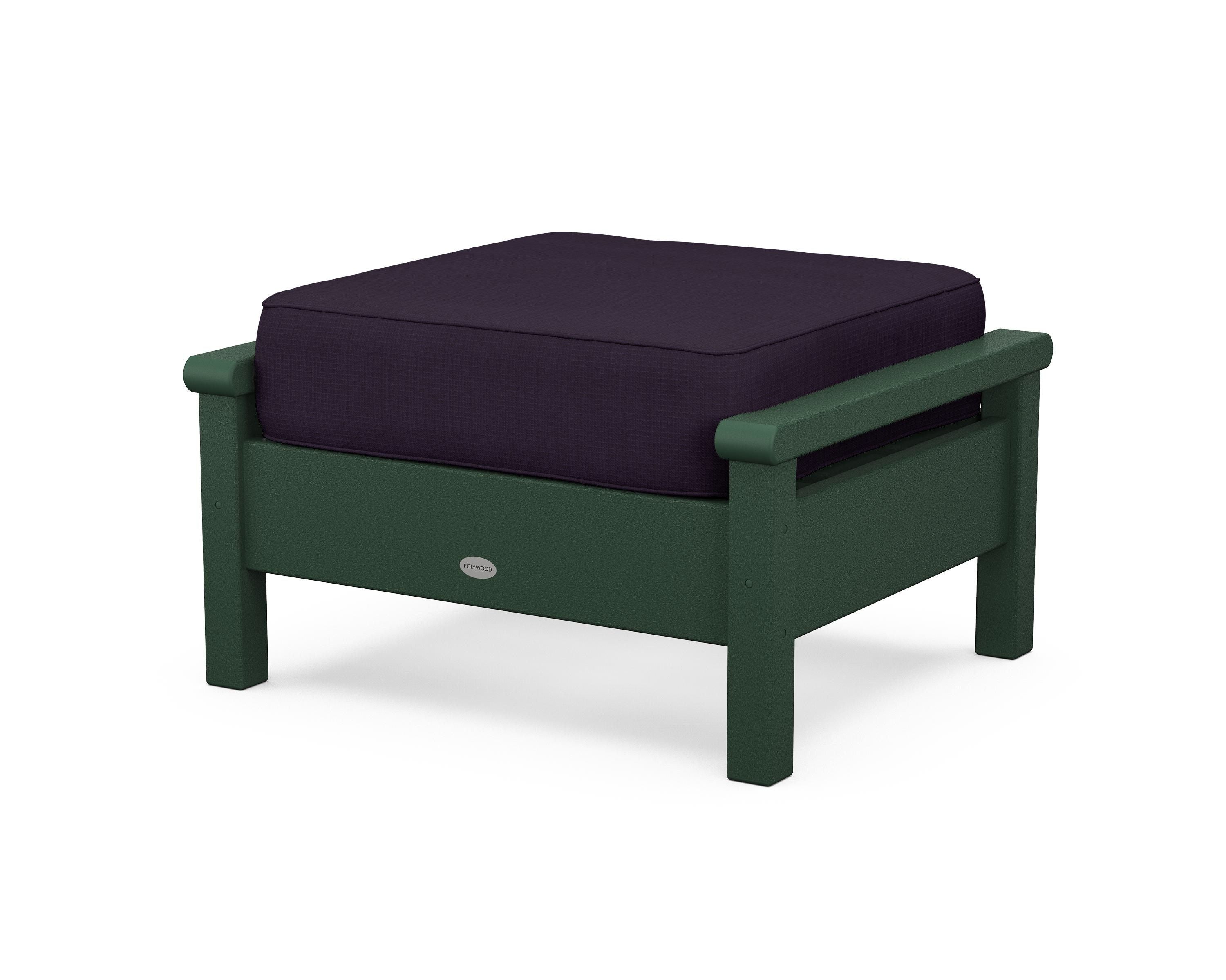 POLYWOOD® Harbour Deep Seating Ottoman in Green / Navy Linen