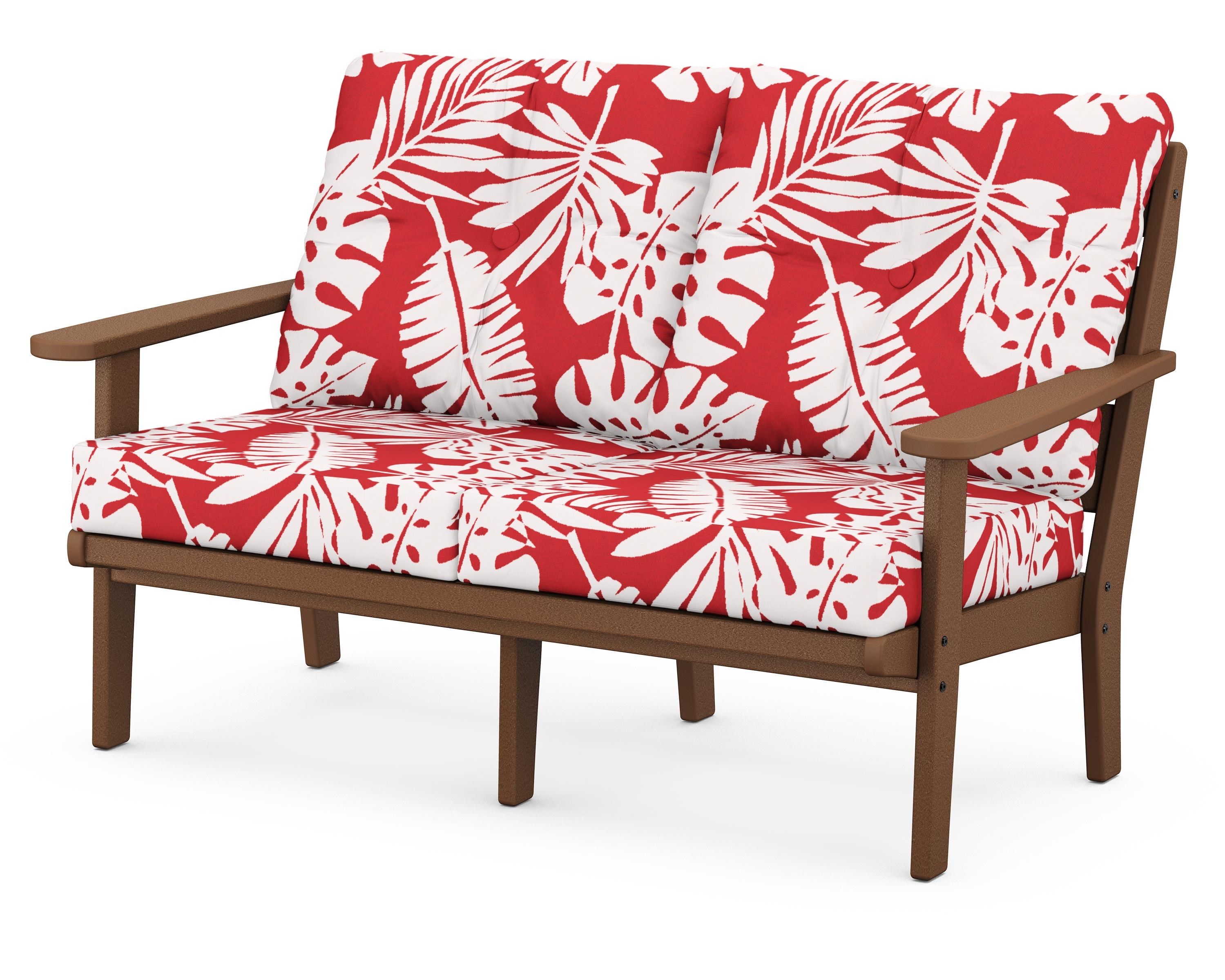 POLYWOOD® Lakeside Deep Seating Loveseat in Teak / Leaf Crimson