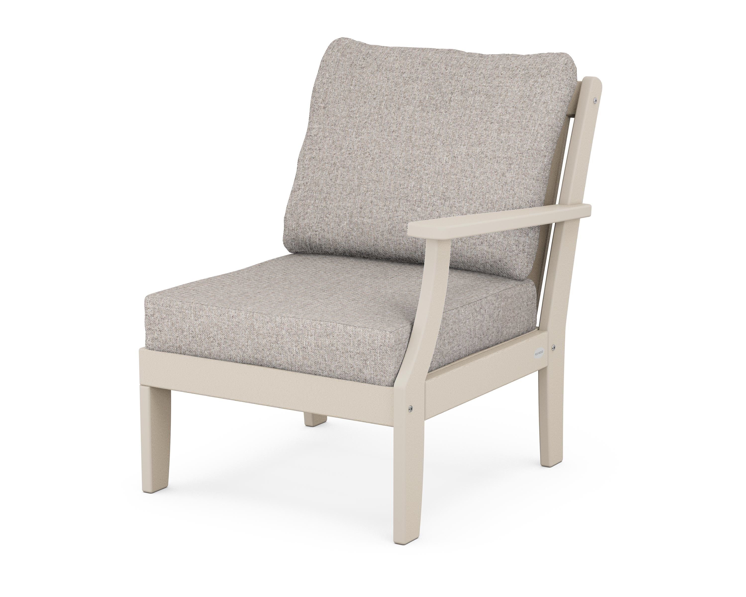 POLYWOOD® Braxton Modular Right Arm Chair in Sand / Weathered Tweed
