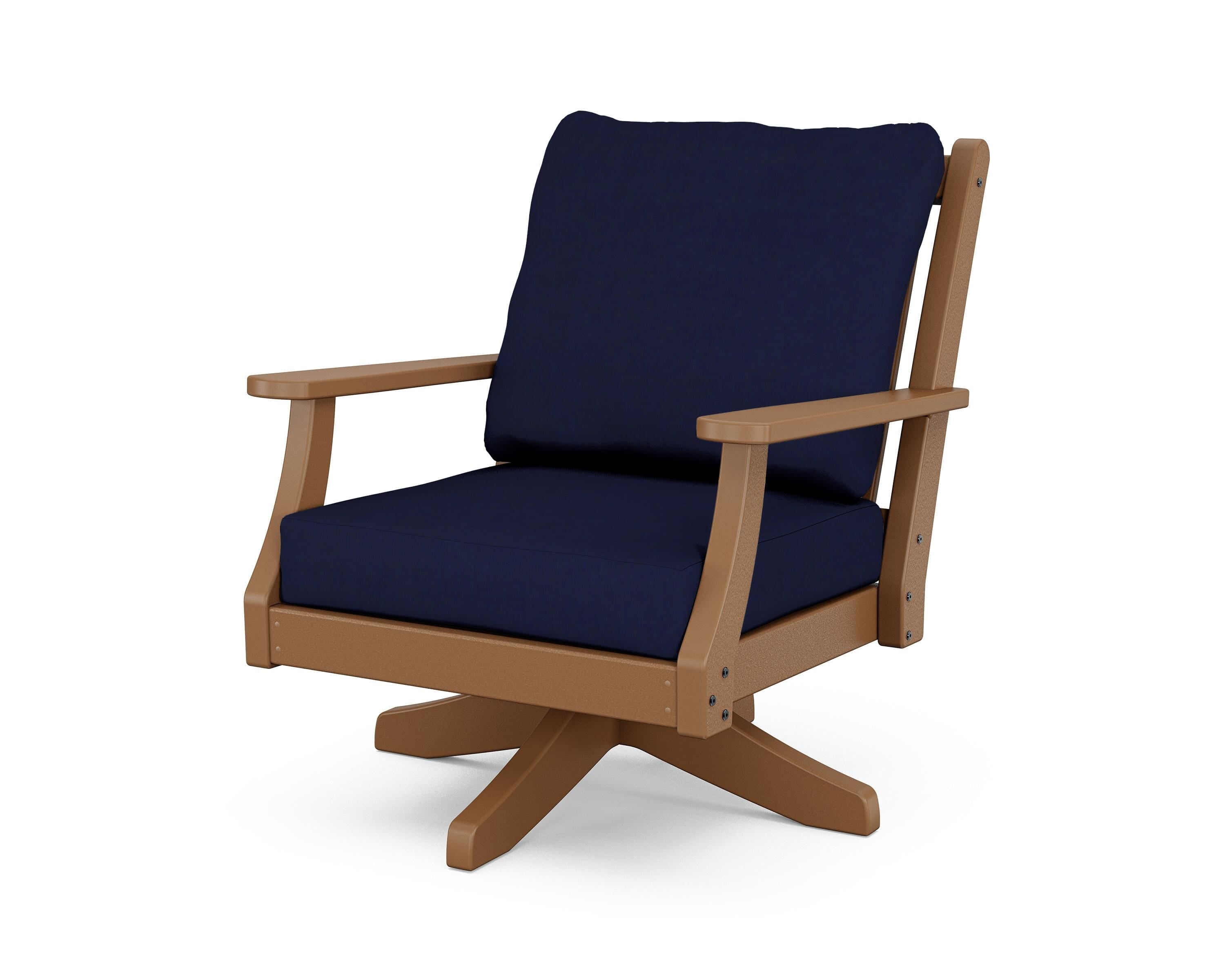 Country Living Wovendale Deep Seating Swivel Chair in Teak / Navy