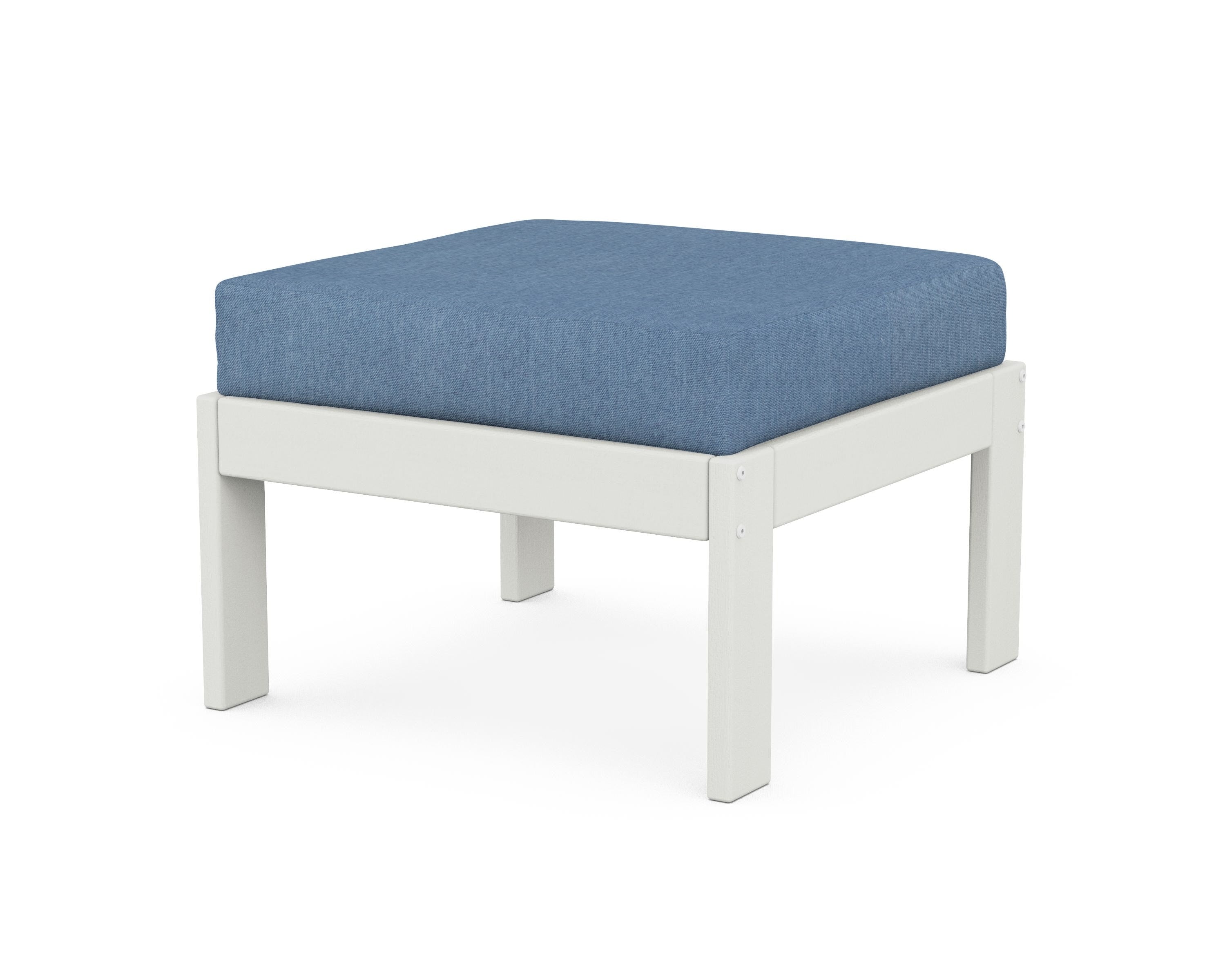 POLYWOOD® Vineyard Modular Ottoman in Vintage White / Sky Blue