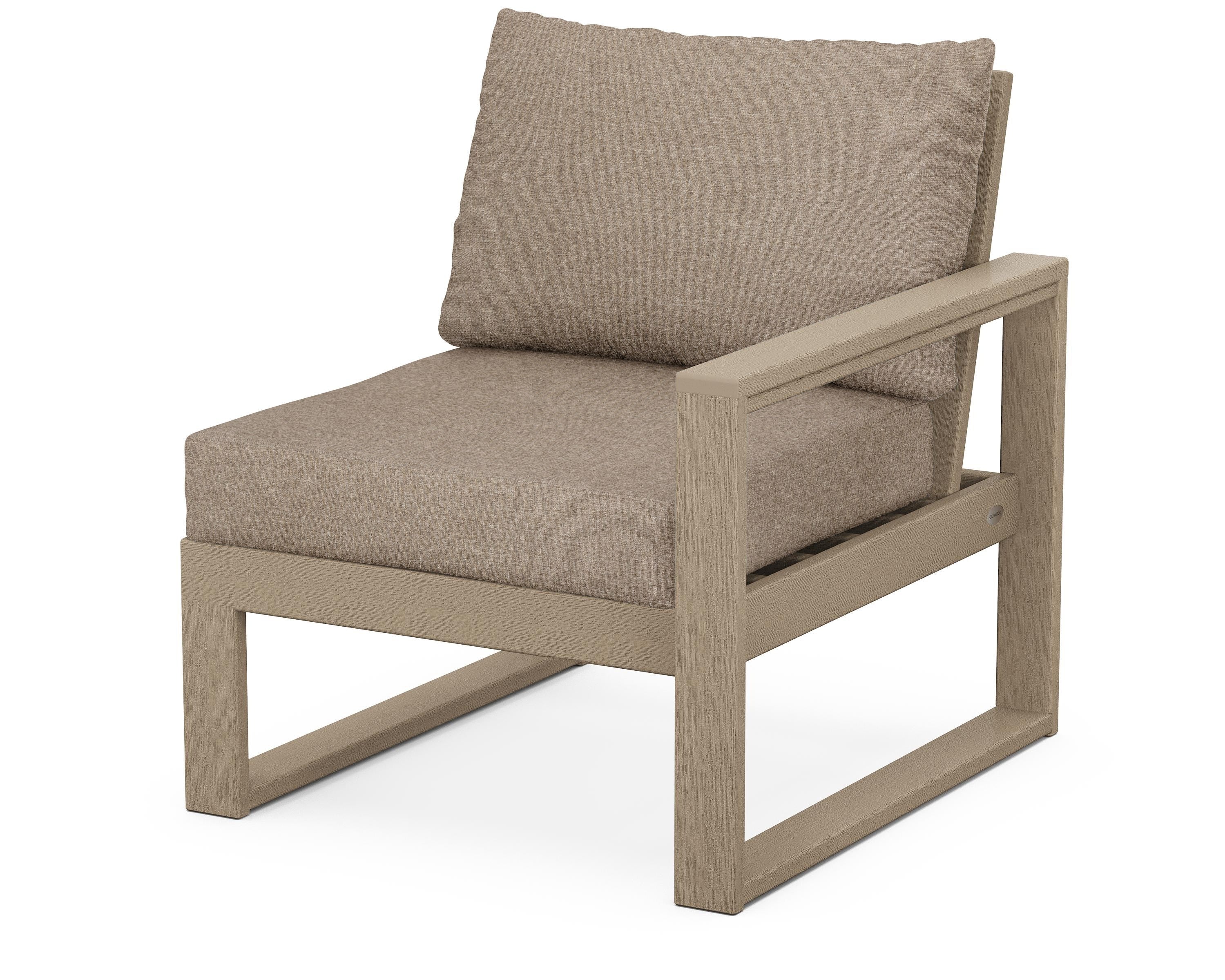 POLYWOOD® EDGE Modular Right Arm Chair in Vintage Sahara / Spiced Burlap