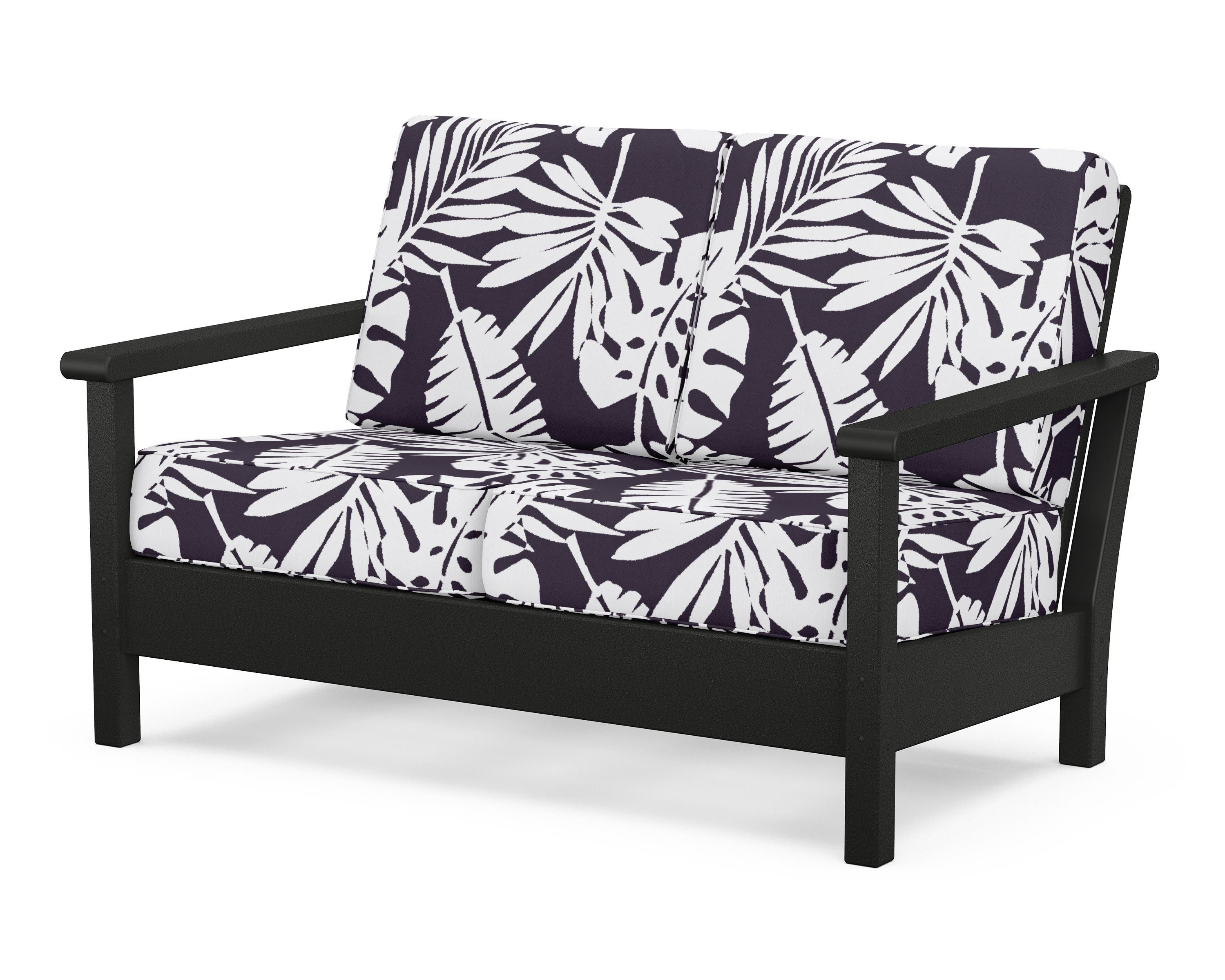 POLYWOOD® Harbour Deep Seating Loveseat in Black / Leaf Navy