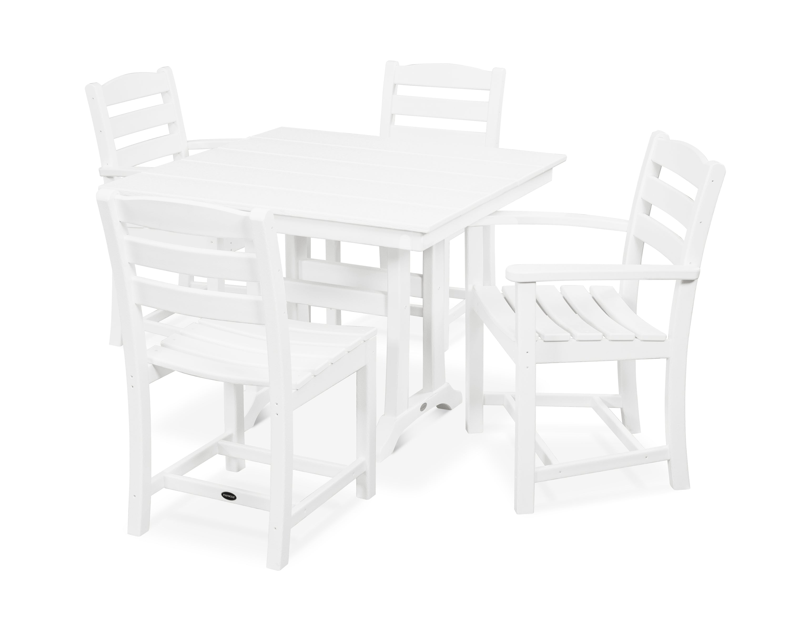 POLYWOOD® La Casa Café 5-Piece Farmhouse Dining Set with Trestle Legs in White