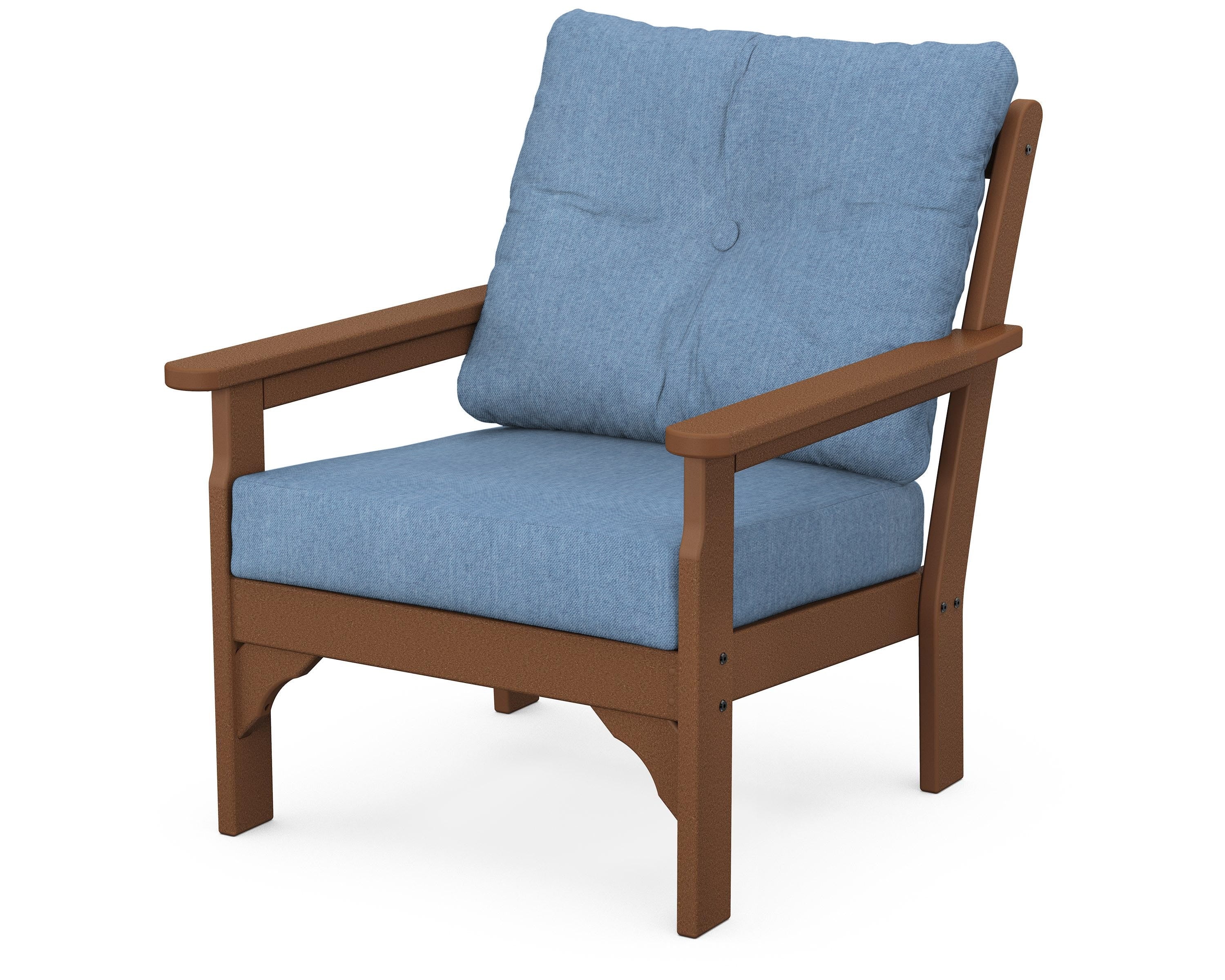POLYWOOD® Vineyard Deep Seating Chair in Teak / Sky Blue