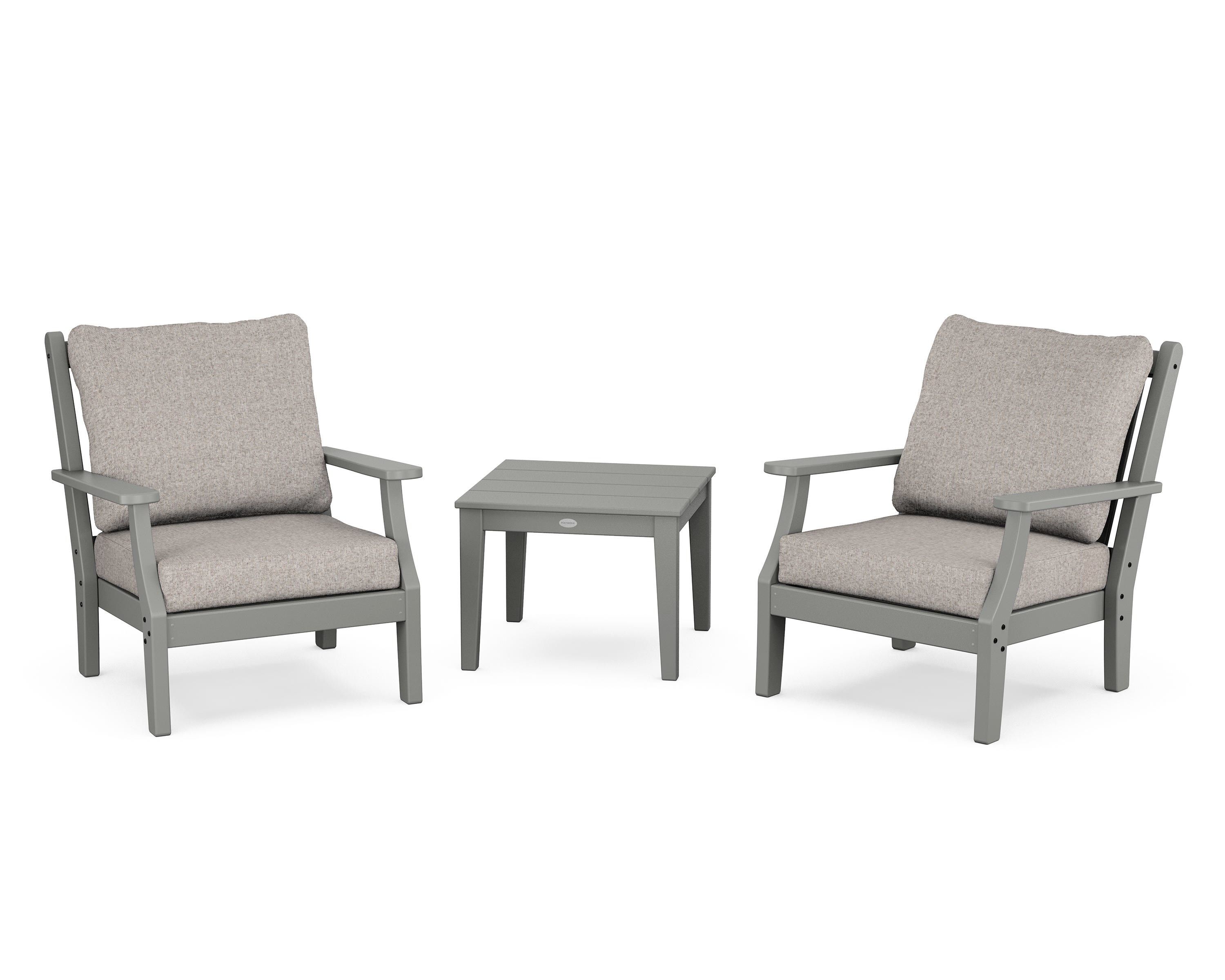 Country Living Wovendale 3-Piece Deep Seating Set in Slate Grey / Weathered Tweed