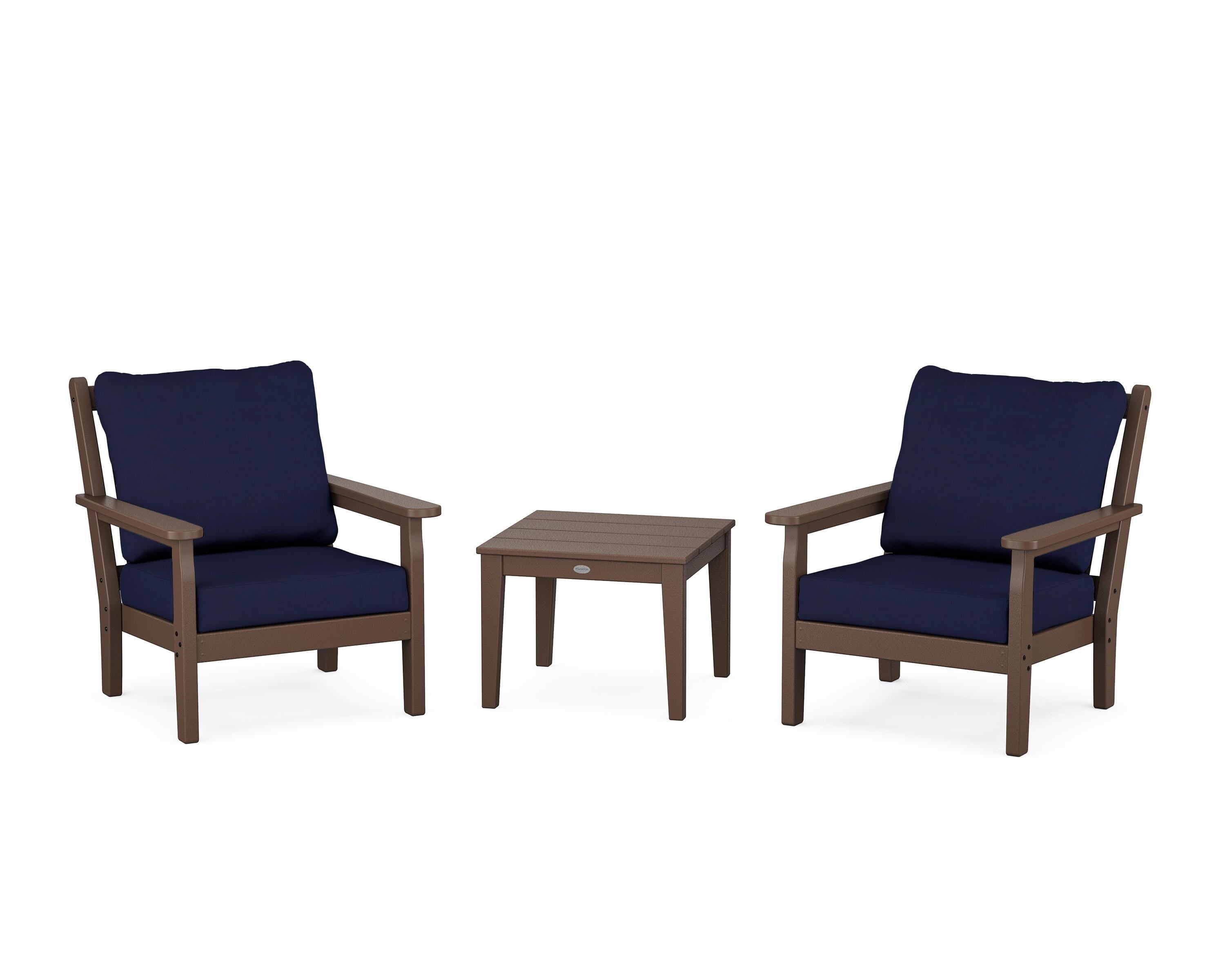 POLYWOOD® Chippendale 3-Piece Deep Seating Set in Mahogany / Navy