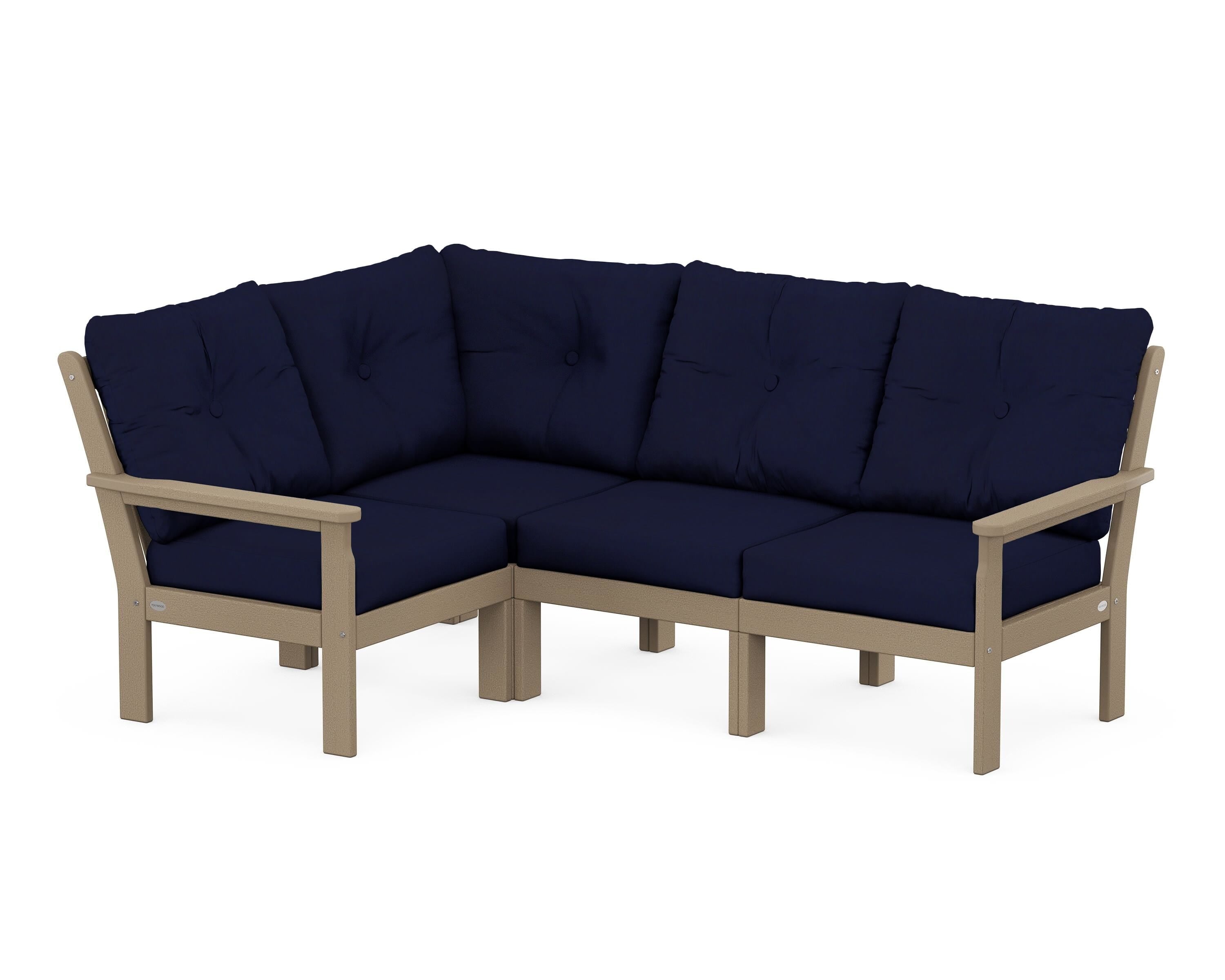 POLYWOOD® Vineyard 4-Piece Sectional in Vintage Sahara / Navy