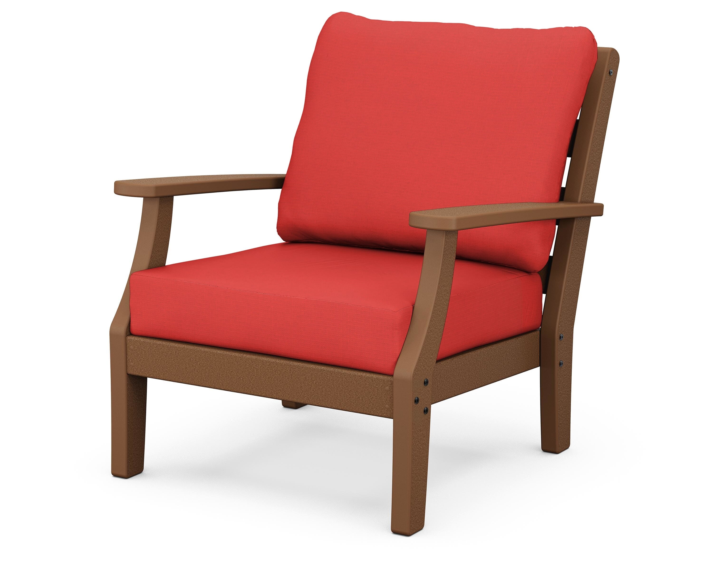 POLYWOOD® Chesapeake Deep Seating Chair in Teak / Crimson Linen