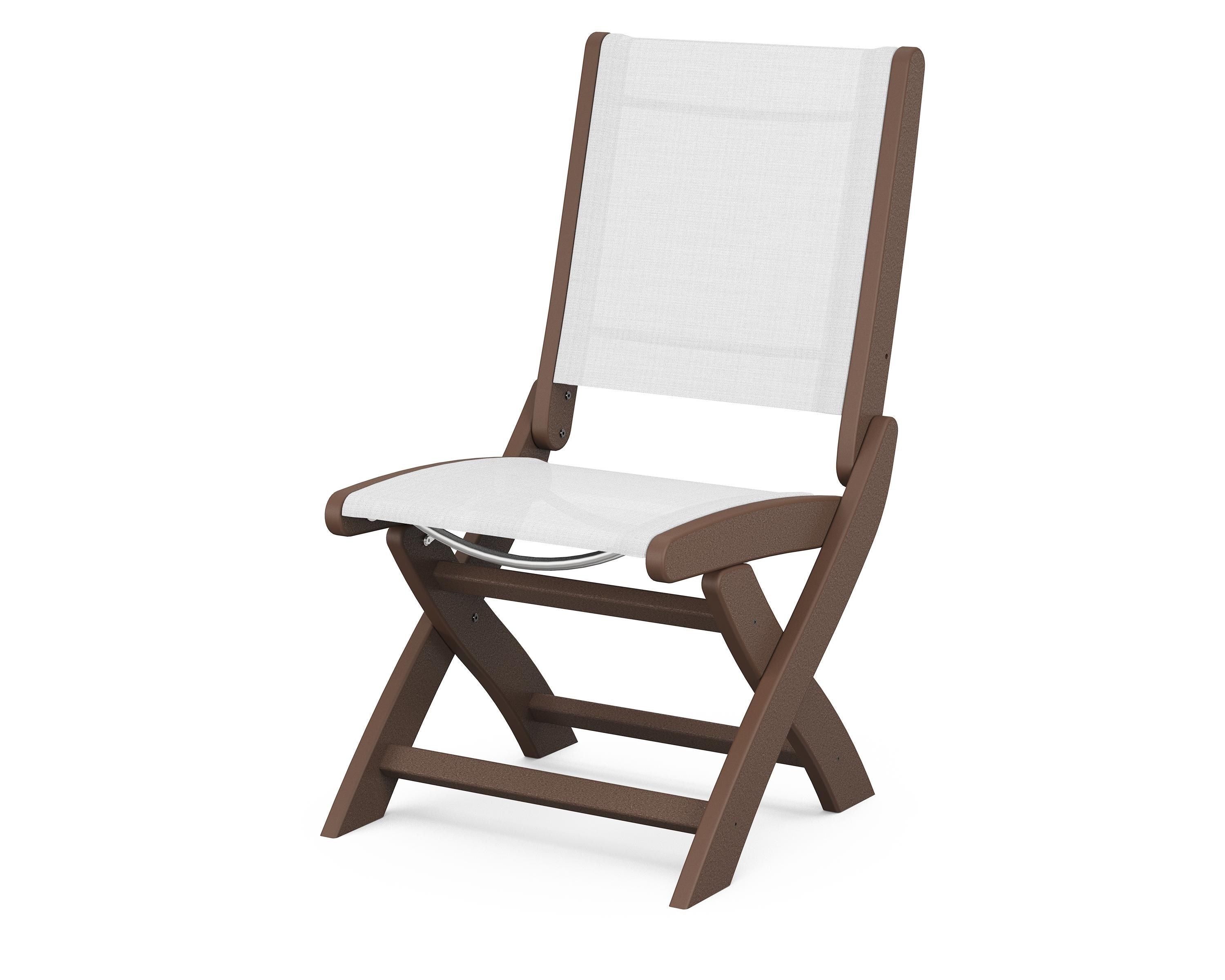 POLYWOOD® Coastal Folding Side Chair in Mahogany / White Sling