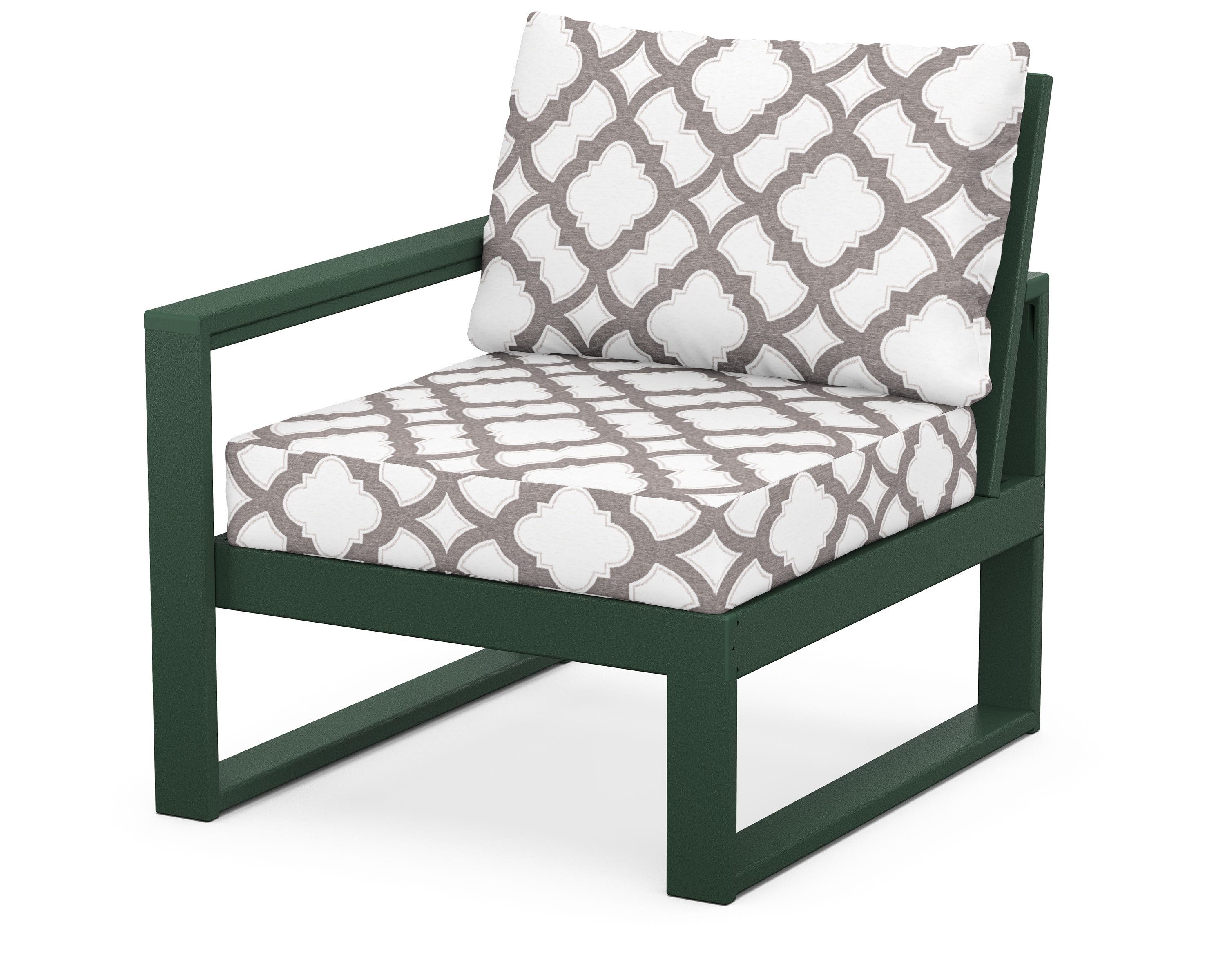 POLYWOOD® EDGE Modular Left Arm Chair in Green / Trellis Grey Mist
