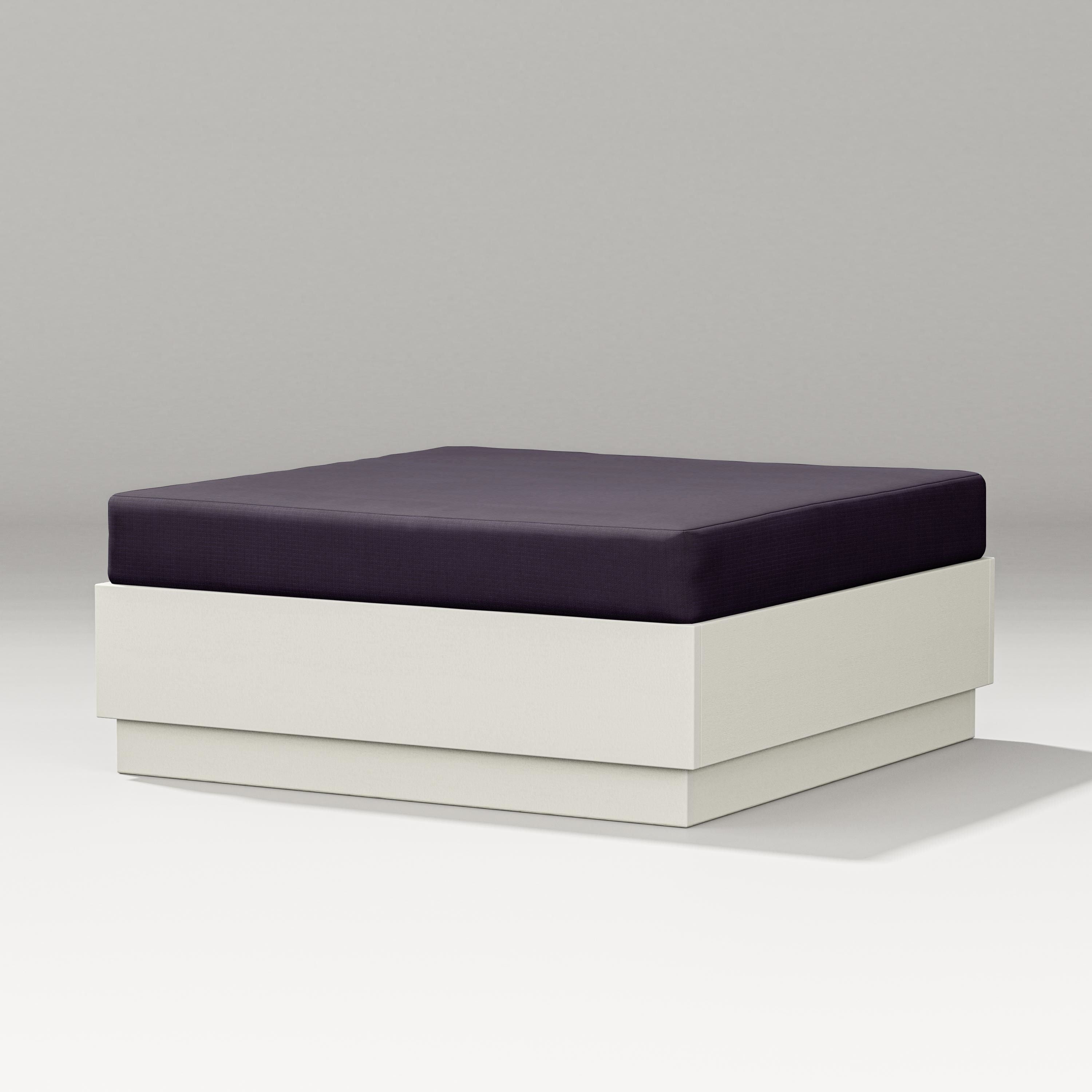 PW Designer Series Elevate Lounge Ottoman in Vintage White / Navy Linen